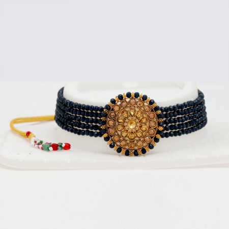 Gold Plated Pearl Choker Necklace Set with Mangteeka