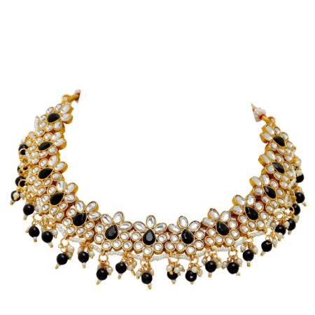 Gold Plated Kundan Choker Necklace Set with Zhumki