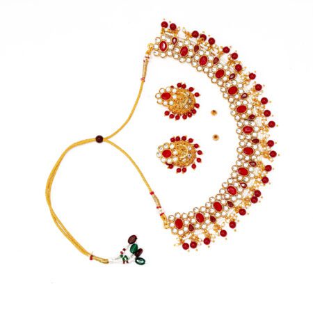 Gold Plated Kundan Choker Necklace Set with Zhumki