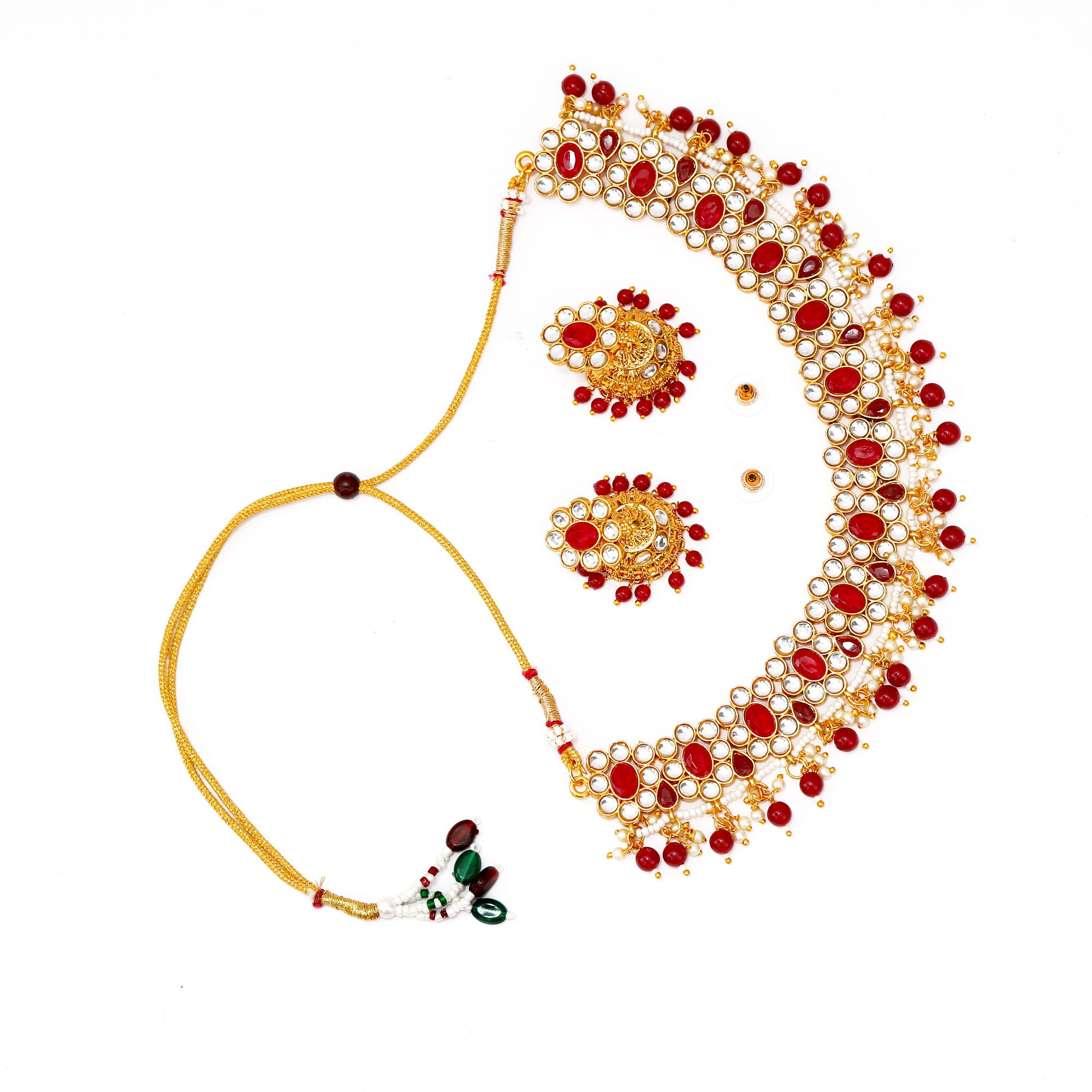 Gold Plated Kundan Choker Necklace Set with Zhumki