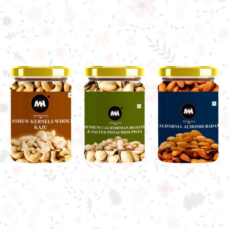 Dry Fruit Combo Pack- 750gms Pack Of 3 
(250gms*3) (Cashu Nuts California Almond & Rosted Andsalted Pistachu )