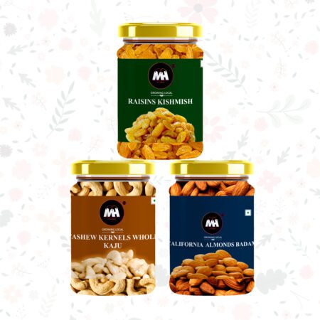 Dry Fruit Combo Pack- 1.5kgs Pack of 3 (500gms*3) (Cashu Nuts California Almond & Kishmish Yellow Risin)