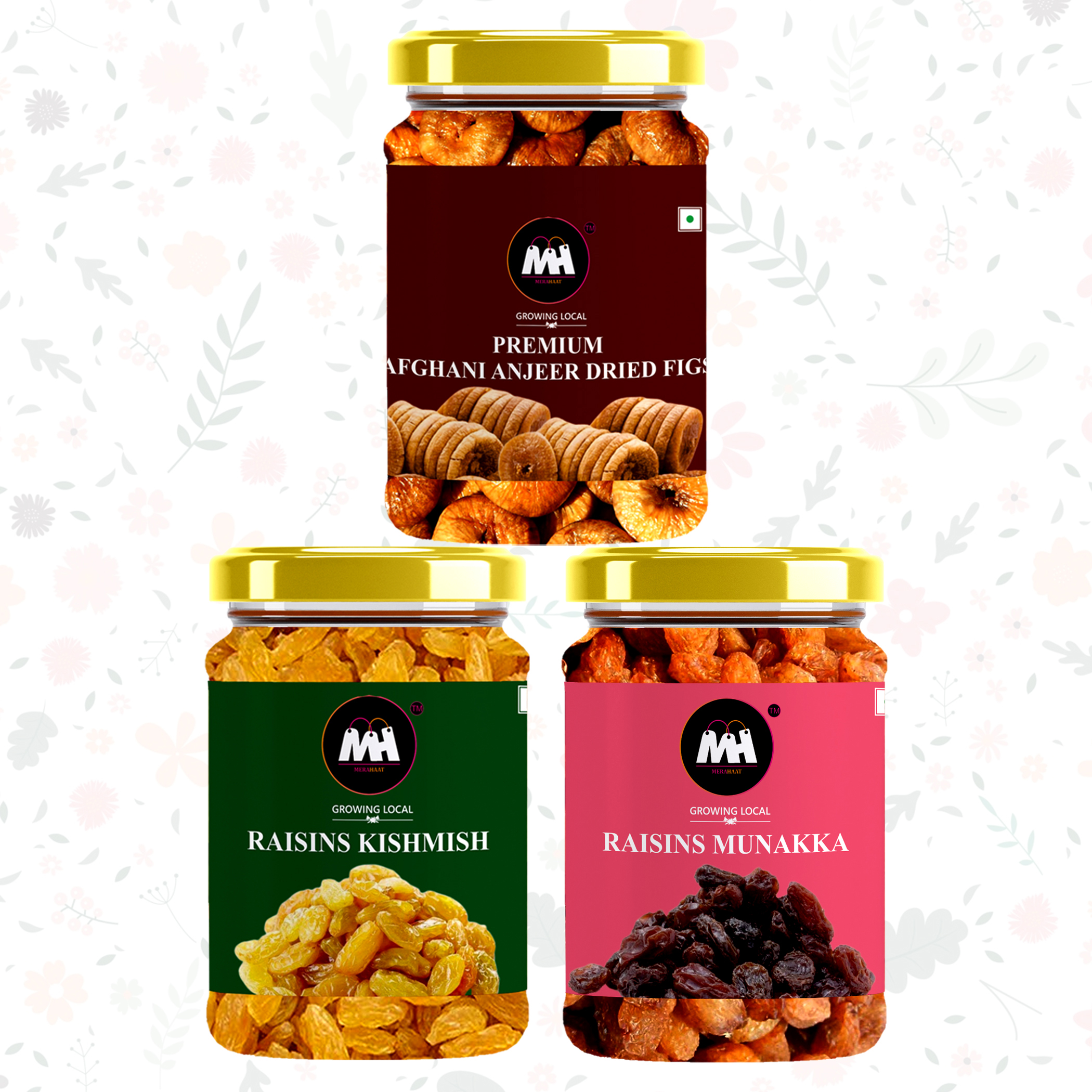 Dry Fruit Combo Pack- 750gms Pack Of 3 
(250gms*3) (Kishmish Yellow Risin Premium Munakka Raisin & Afgani Anjeer Dried Fig)