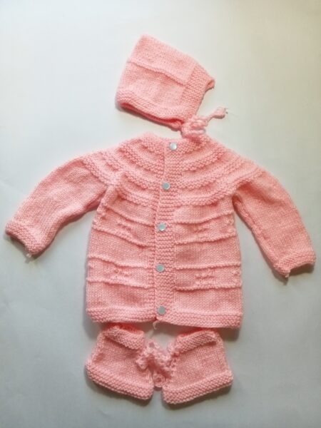 Baby Girl And Boy Wollen Cardigan (Sweater) With Cap Ans Socks