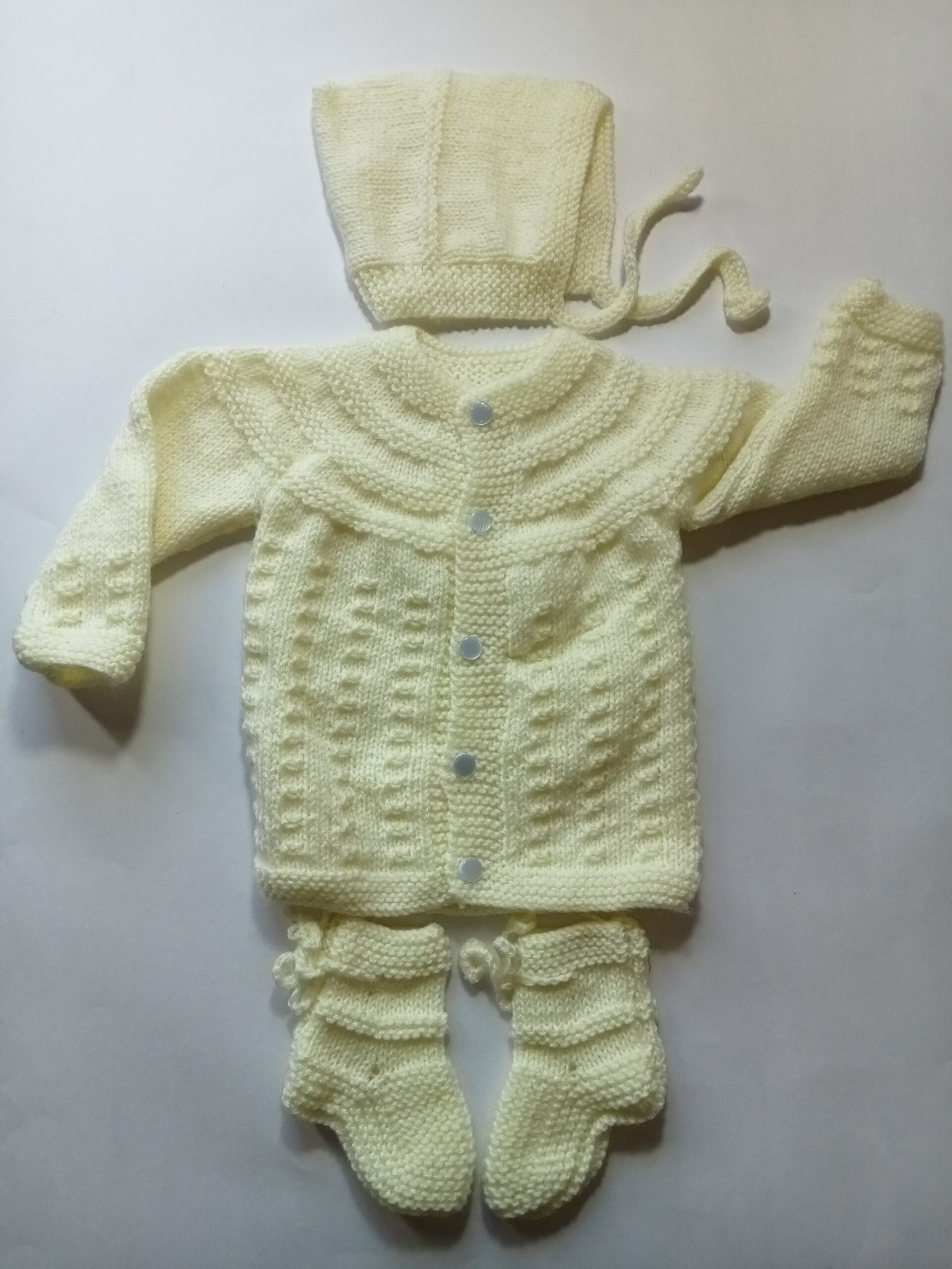 Baby Girl And Boy Wollen Cardigan (Sweater) With Cap Ans Socks