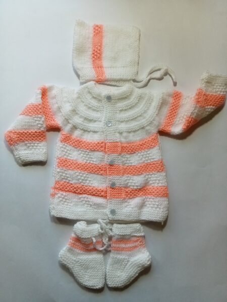 Baby Girl And Boy Wollen Cardigan (Sweater) With Cap Ans Socks