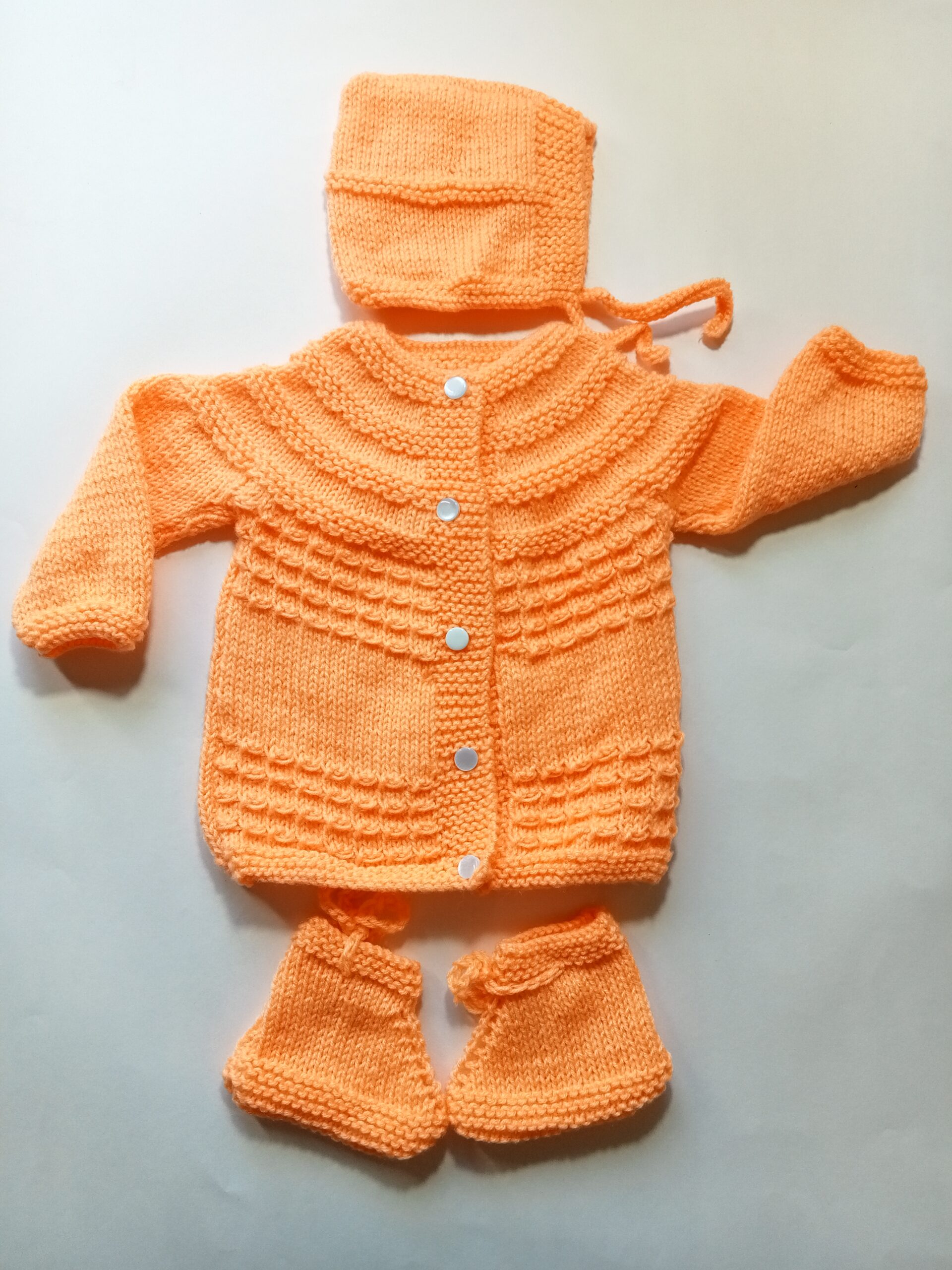 Baby Girl And Boy Wollen Cardigan (Sweater) With Cap Ans Socks
