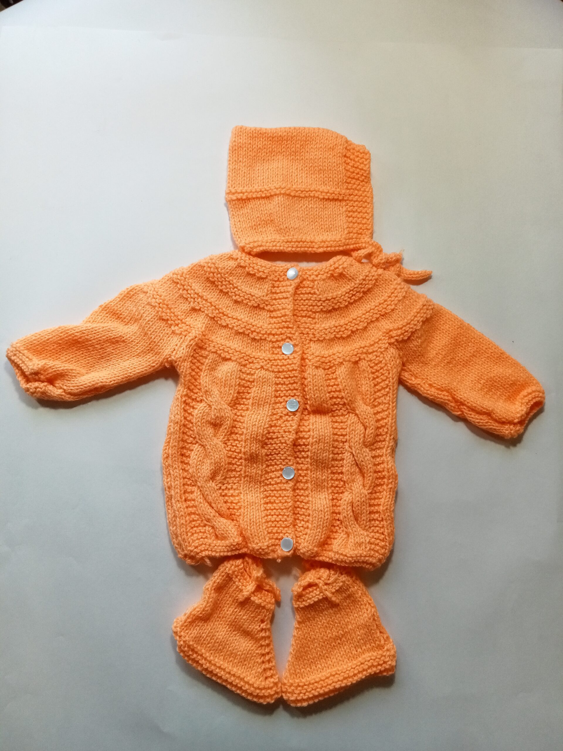 Baby Girl And Boy Wollen Cardigan (Sweater) With Cap Ans Socks