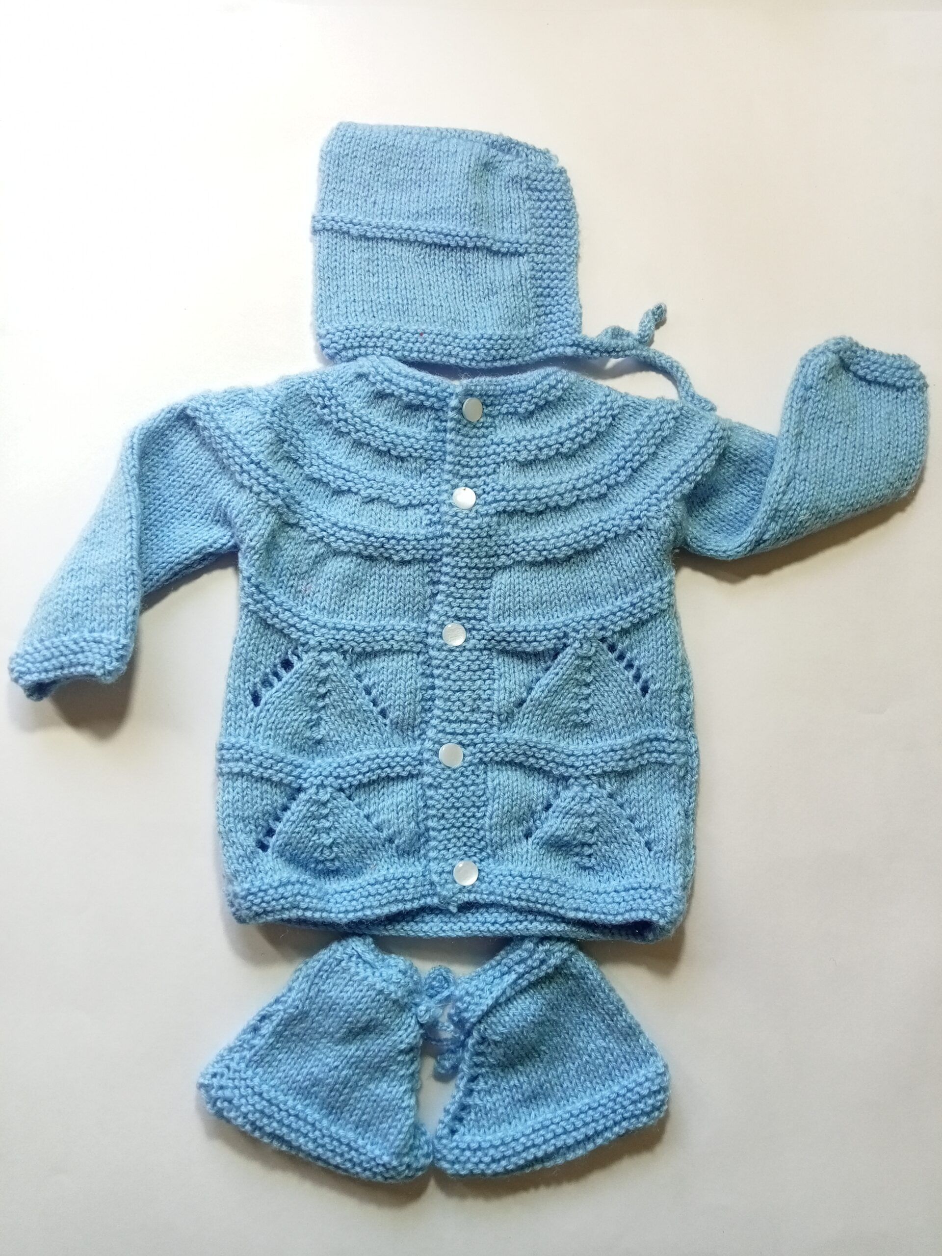 Baby Girl And Boy Wollen Cardigan (Sweater) With Cap Ans Socks