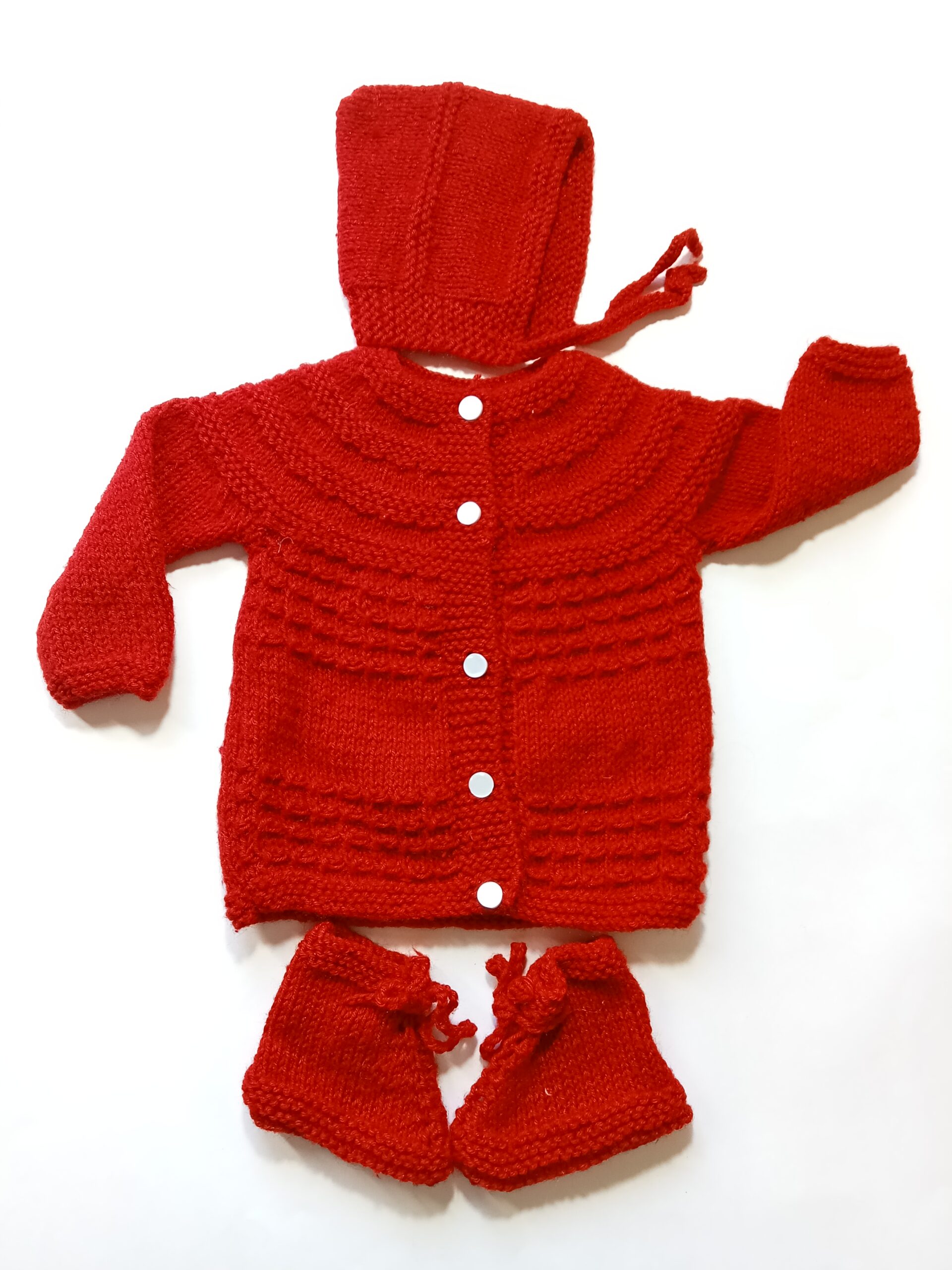 Baby Girl And Boy Wollen Cardigan (Sweater) With Cap Ans Socks
