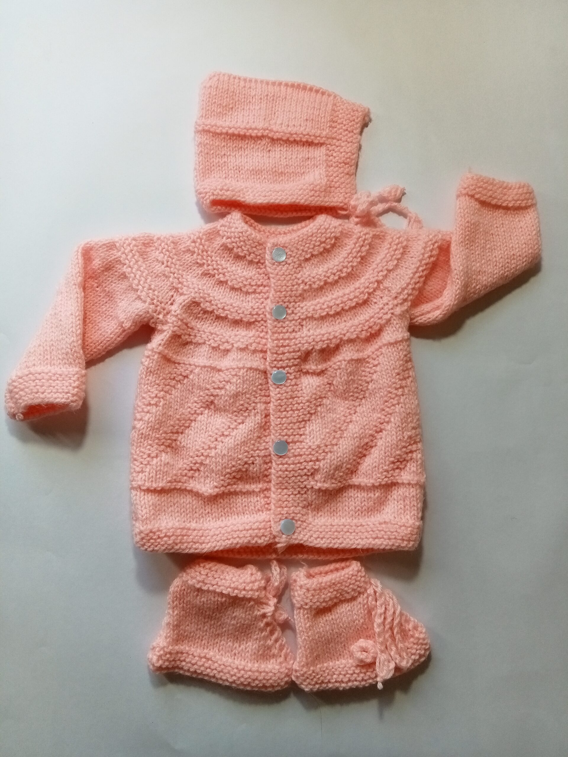 Baby Girl And Boy Wollen Cardigan (Sweater) With Cap Ans Socks