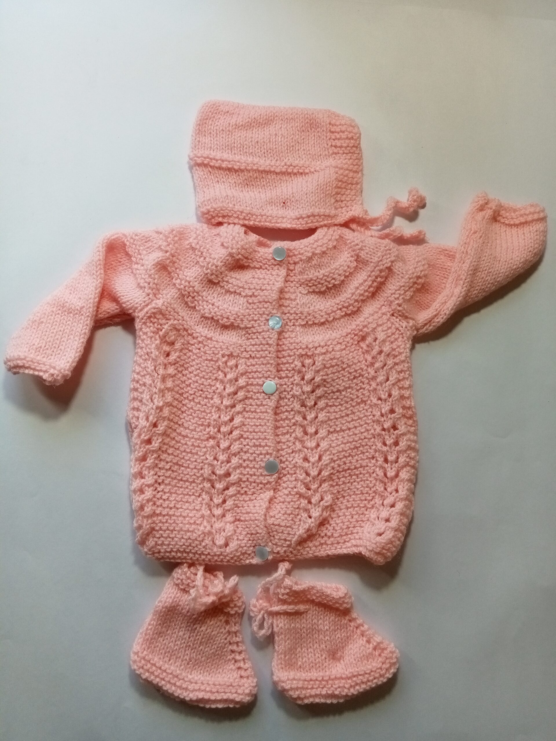 Baby Girl And Boy Wollen Cardigan (Sweater) With Cap Ans Socks