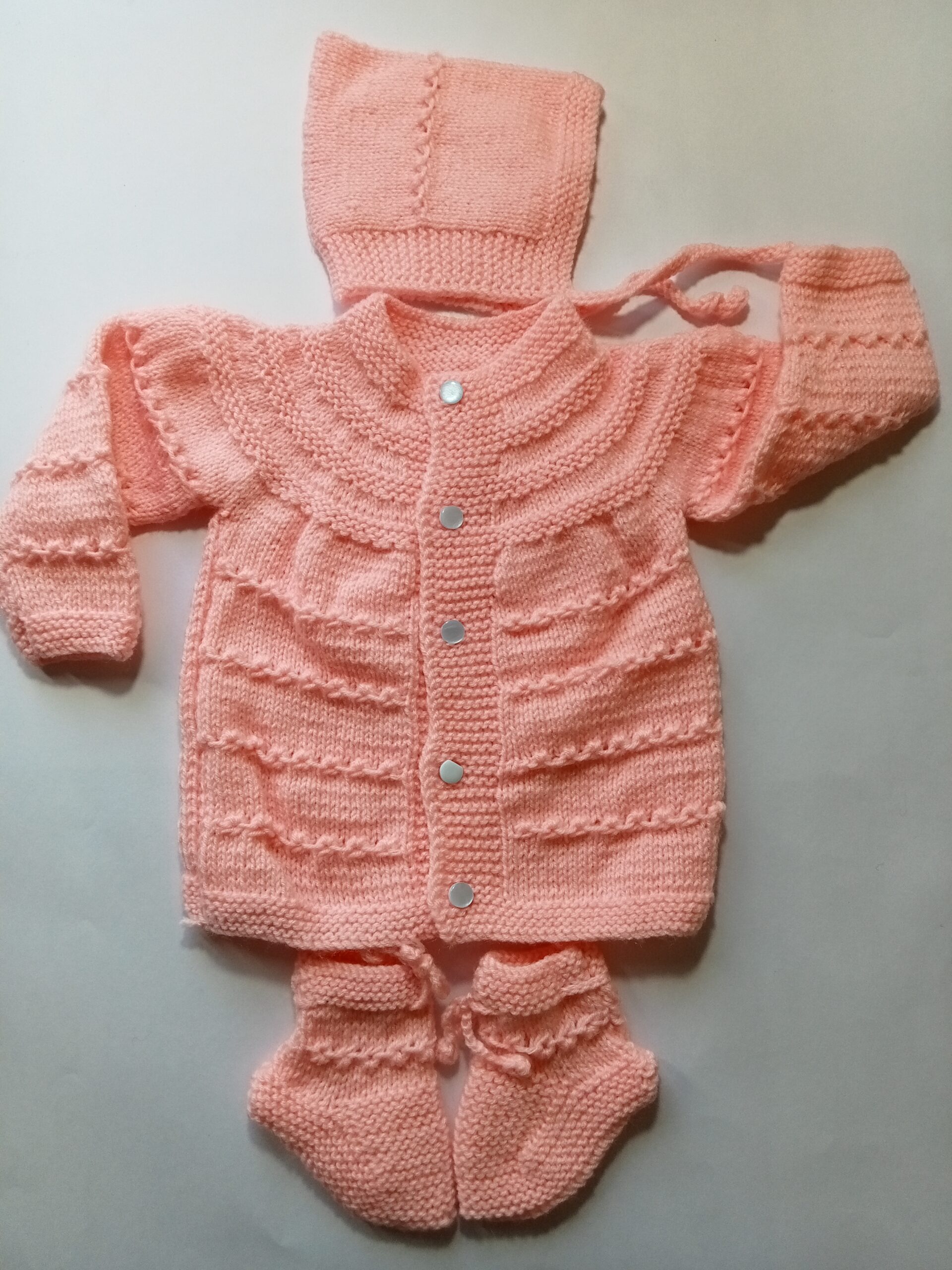Baby Girl And Boy Wollen Cardigan (Sweater) With Cap Ans Socks