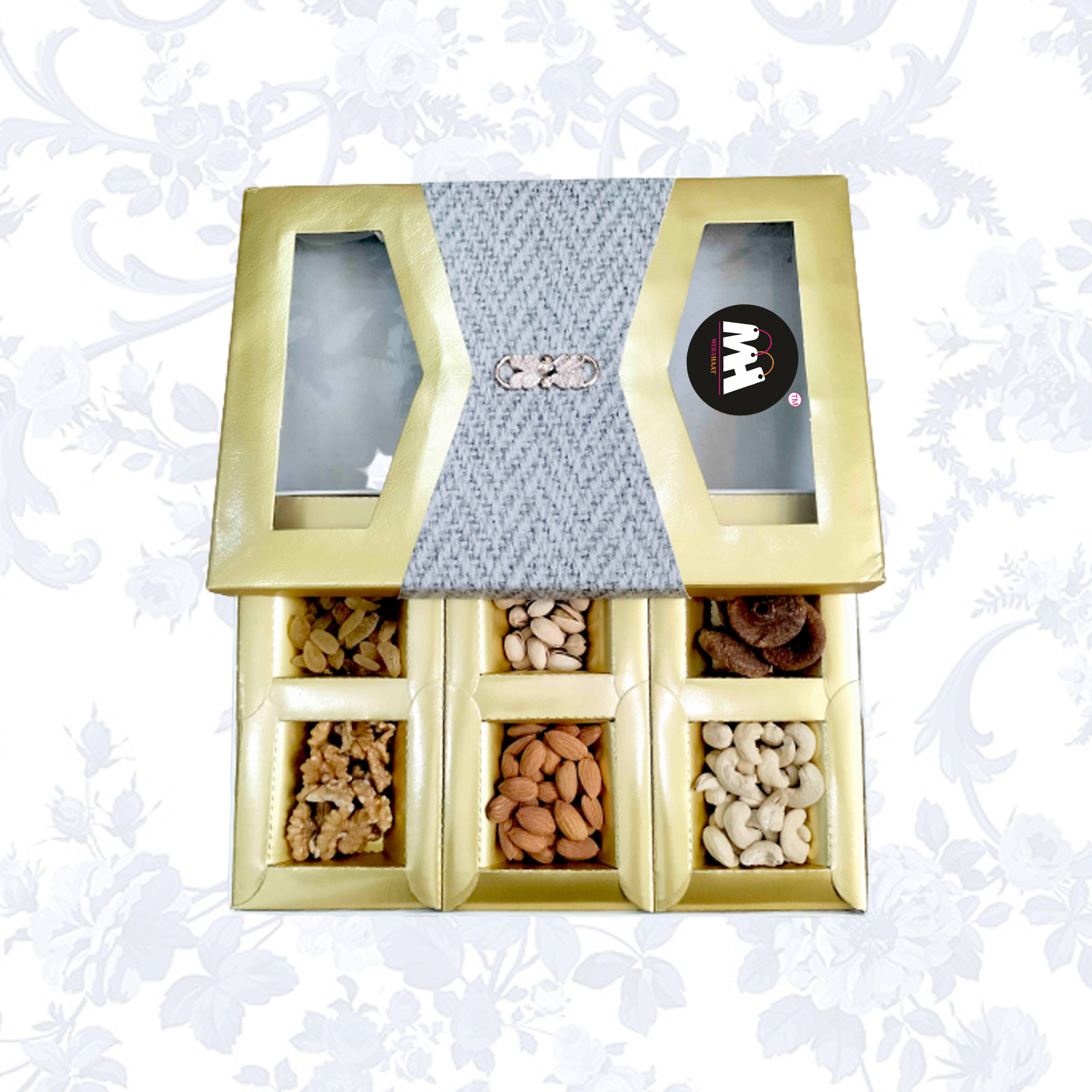 MIX DRY FRUIT COMBO PACK(50GMS*6)PREMIUM QUALITY FRESH (CASHU NUTS CALIFORNIA ALMOND ROSTED AND SALTED PISTACHU KISHMISH YELLOW RISIN ANJEER DRIED FIGS & CHILLI WALLNUT AKHROT GIRI)300GMS GIFT BOX FOR EVERY OCCASION FANCY BOX GIFT PACK FOR FAMILY, FRIENDS, CORPORATE OFFICE GIFTS COMBO PACK GIFT BOX PACK 1