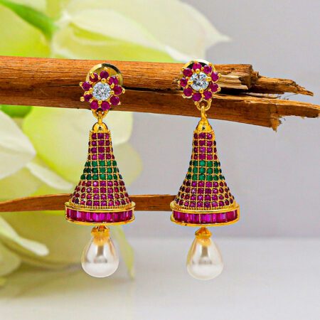 Rani & Green Color Zhumi in American Diamond