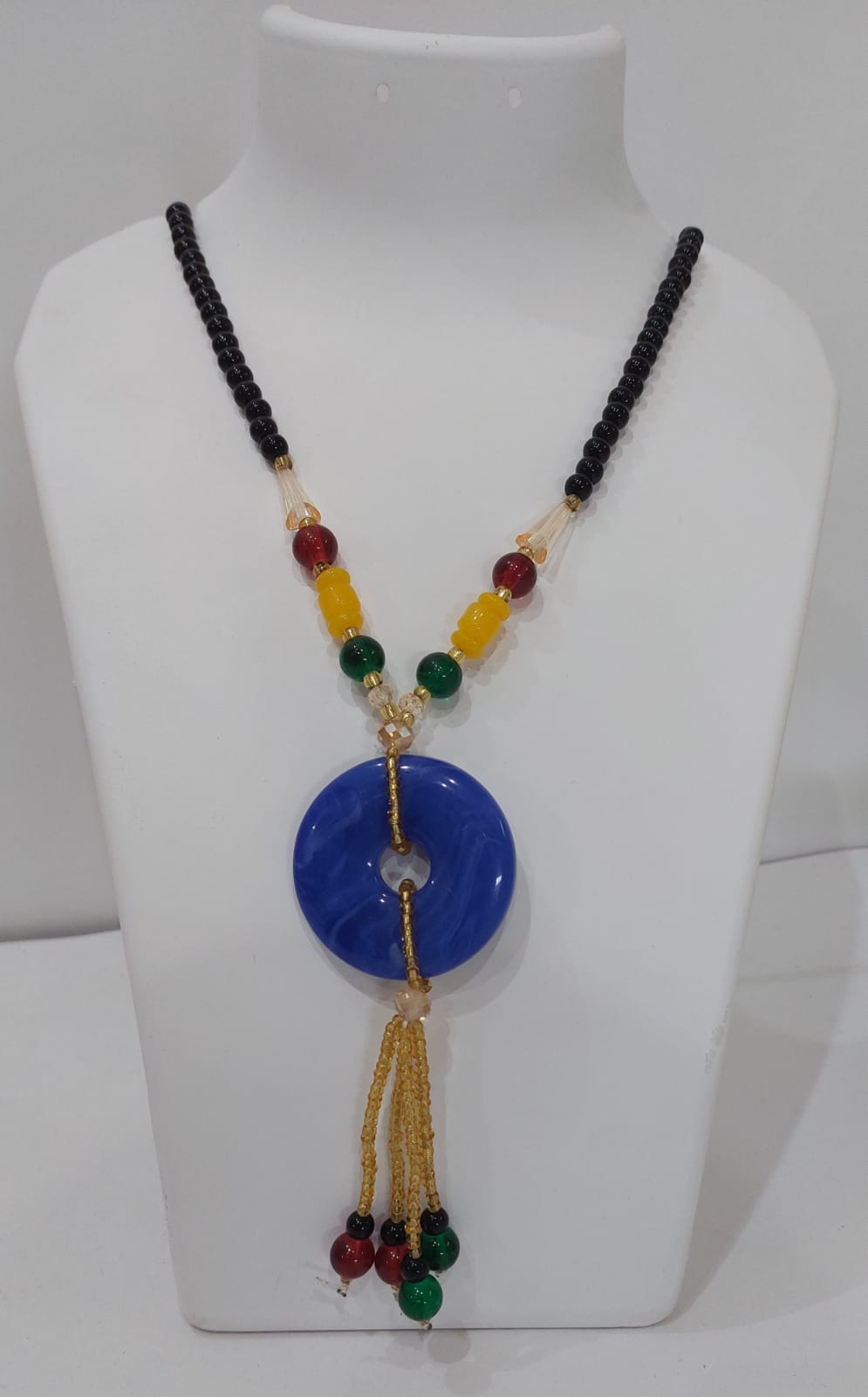 Assorted Glass Beads Multicolor Stone Single Line Mala Necklace