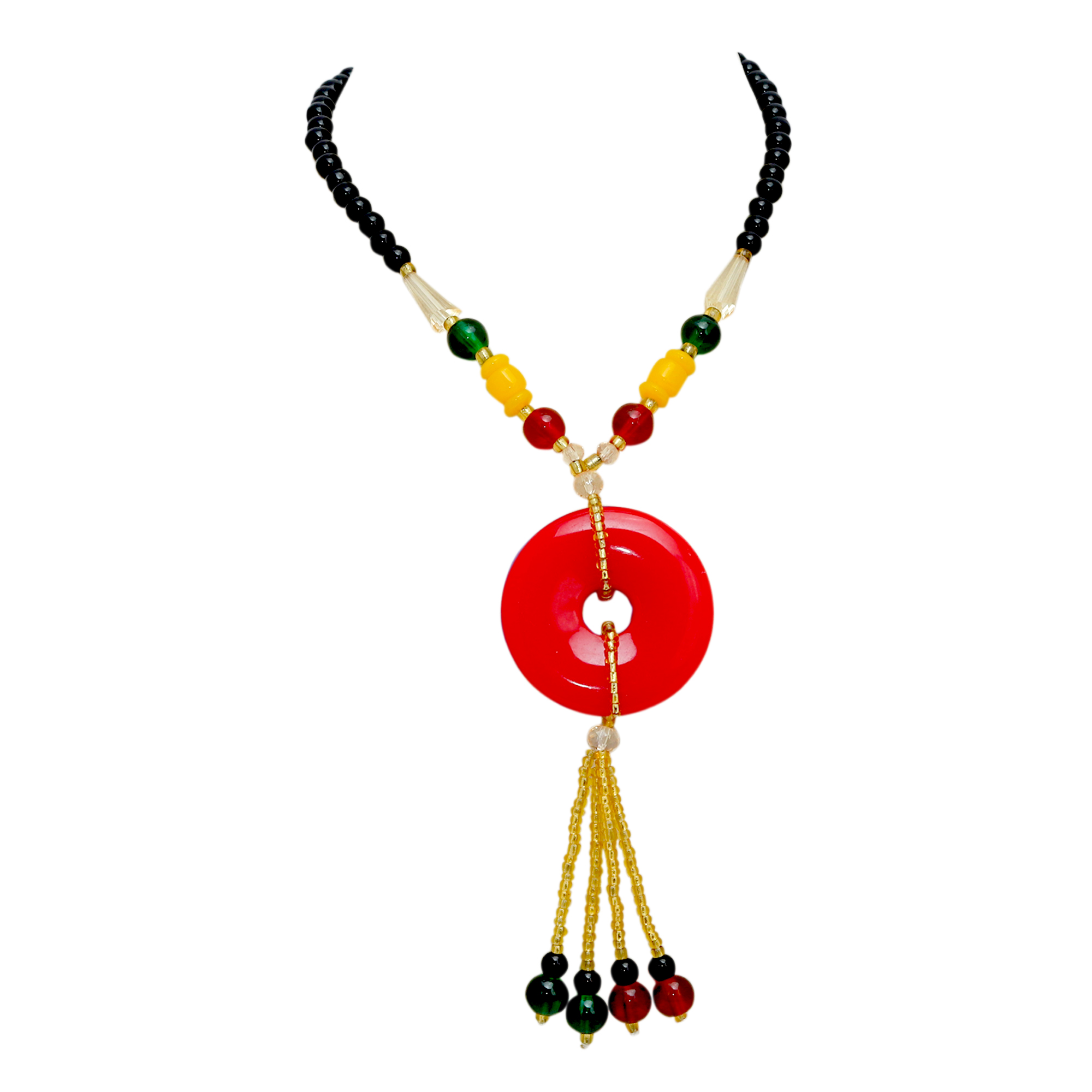 Assorted Glass Beads Multicolor Stone Single Line Mala Necklace