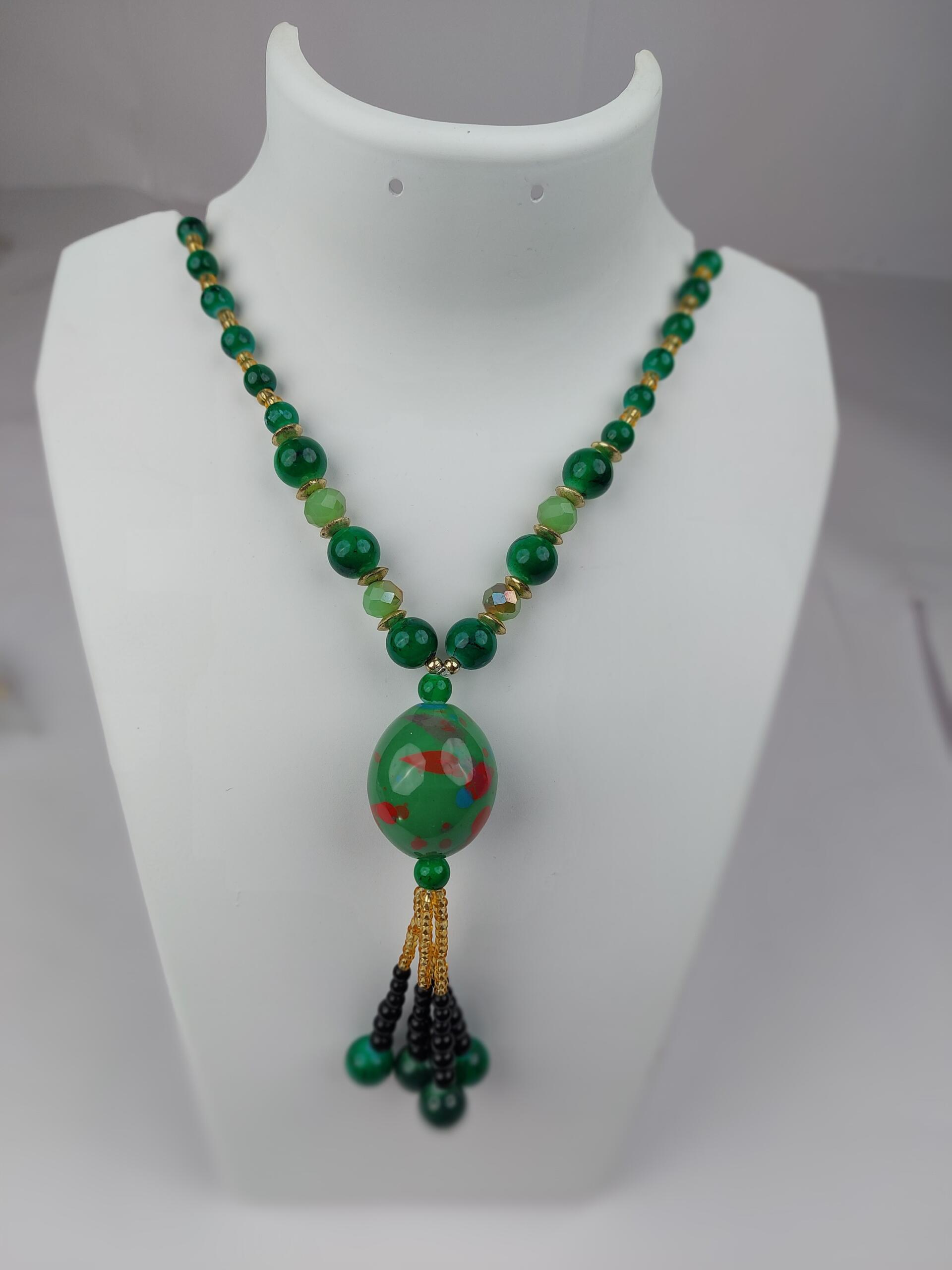 Assorted Glass Beads Multicolor Stone Single Line Mala Necklace