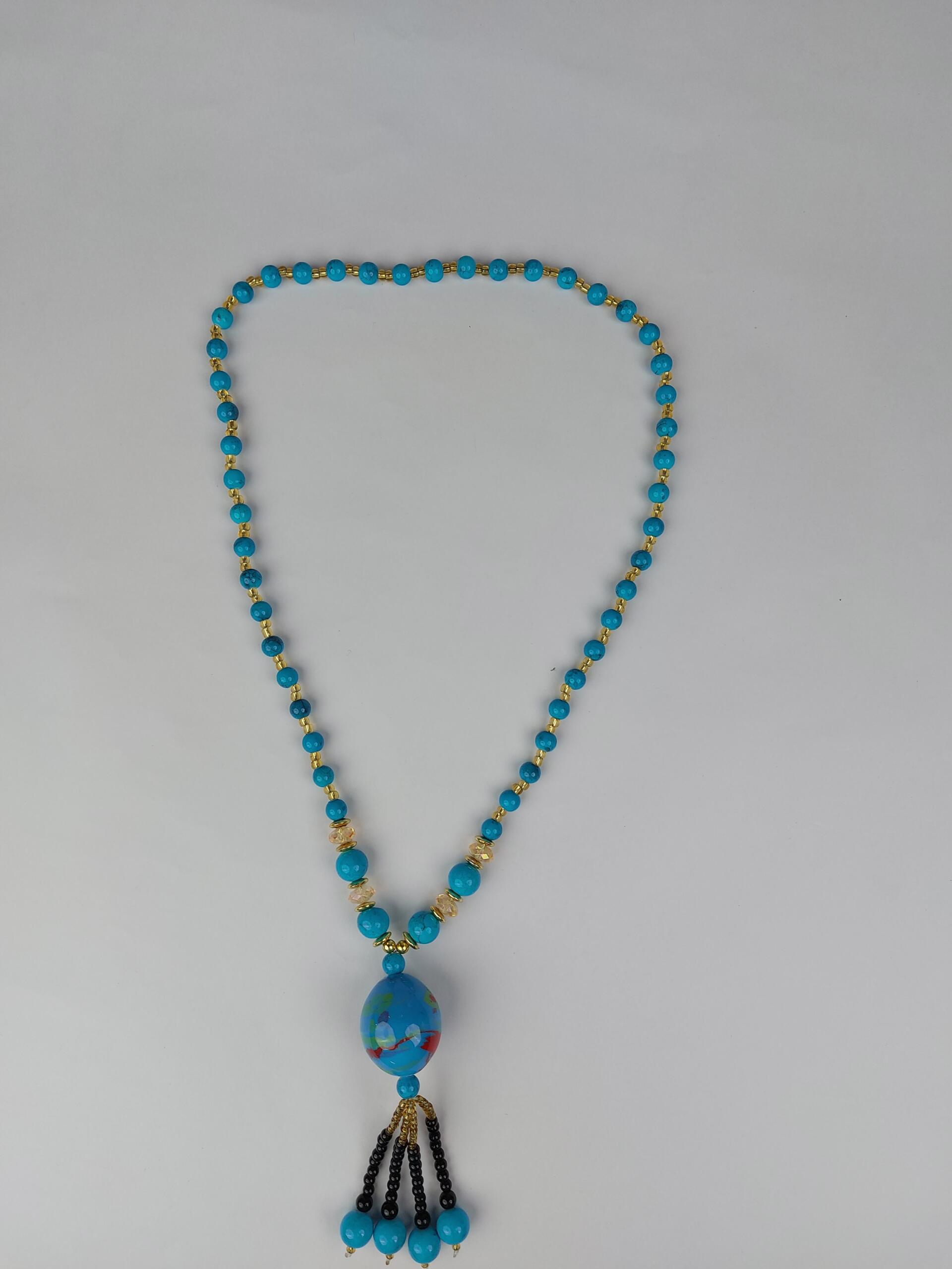 Assorted Glass Beads Multicolor Stone Single Line Mala Necklace