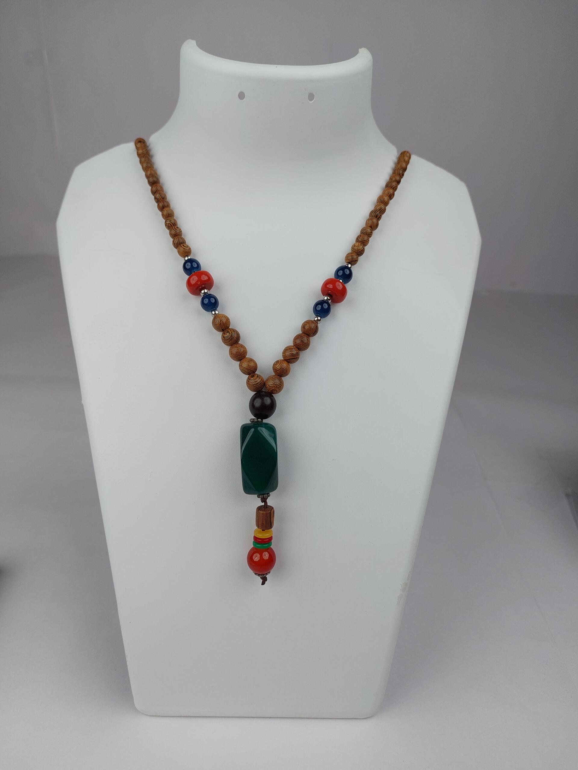 Assorted Wood Beads Multicolor Single Line Mala Necklace