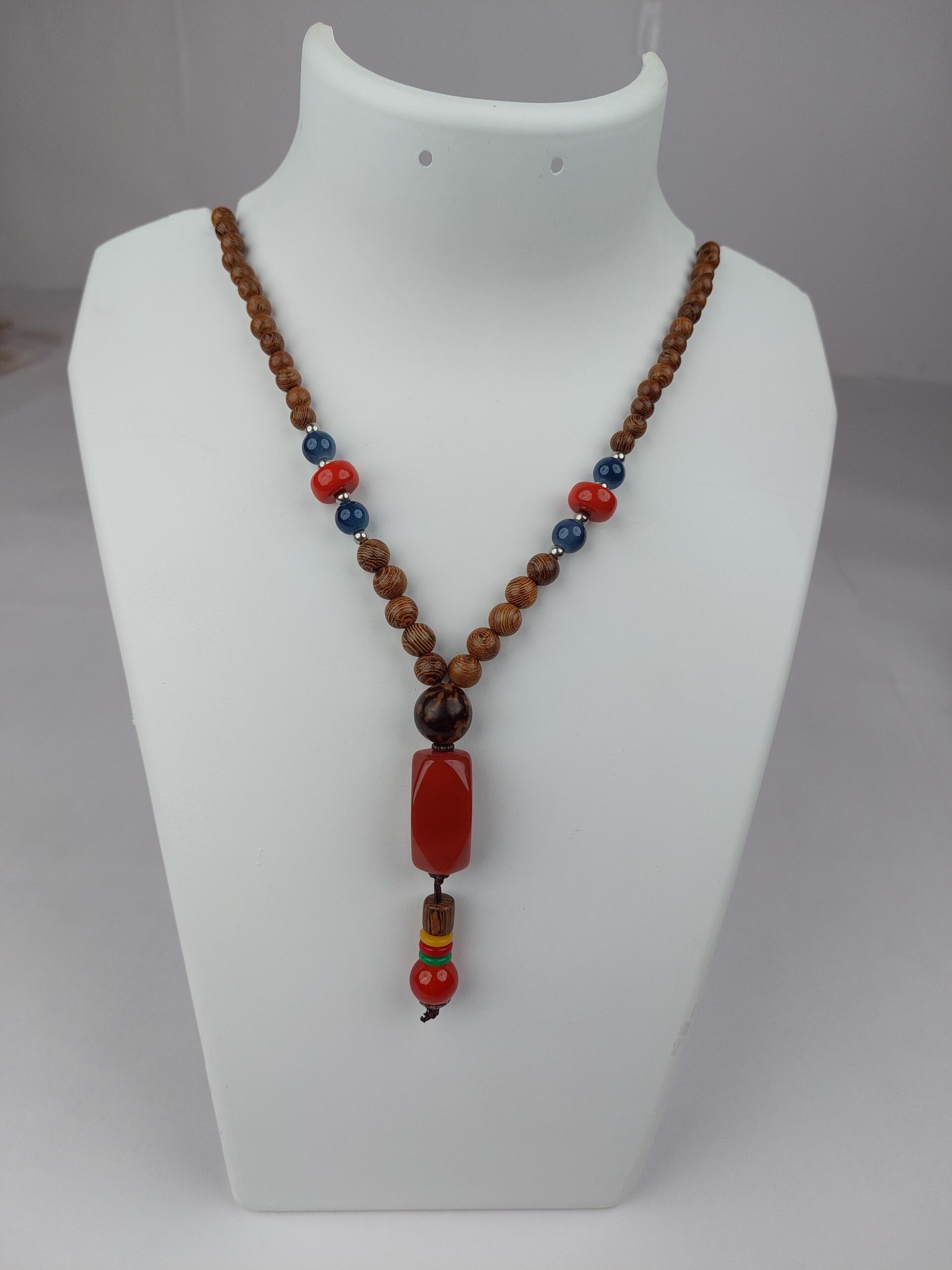 Assorted Wood Beads Multicolor Single Line Mala Necklace