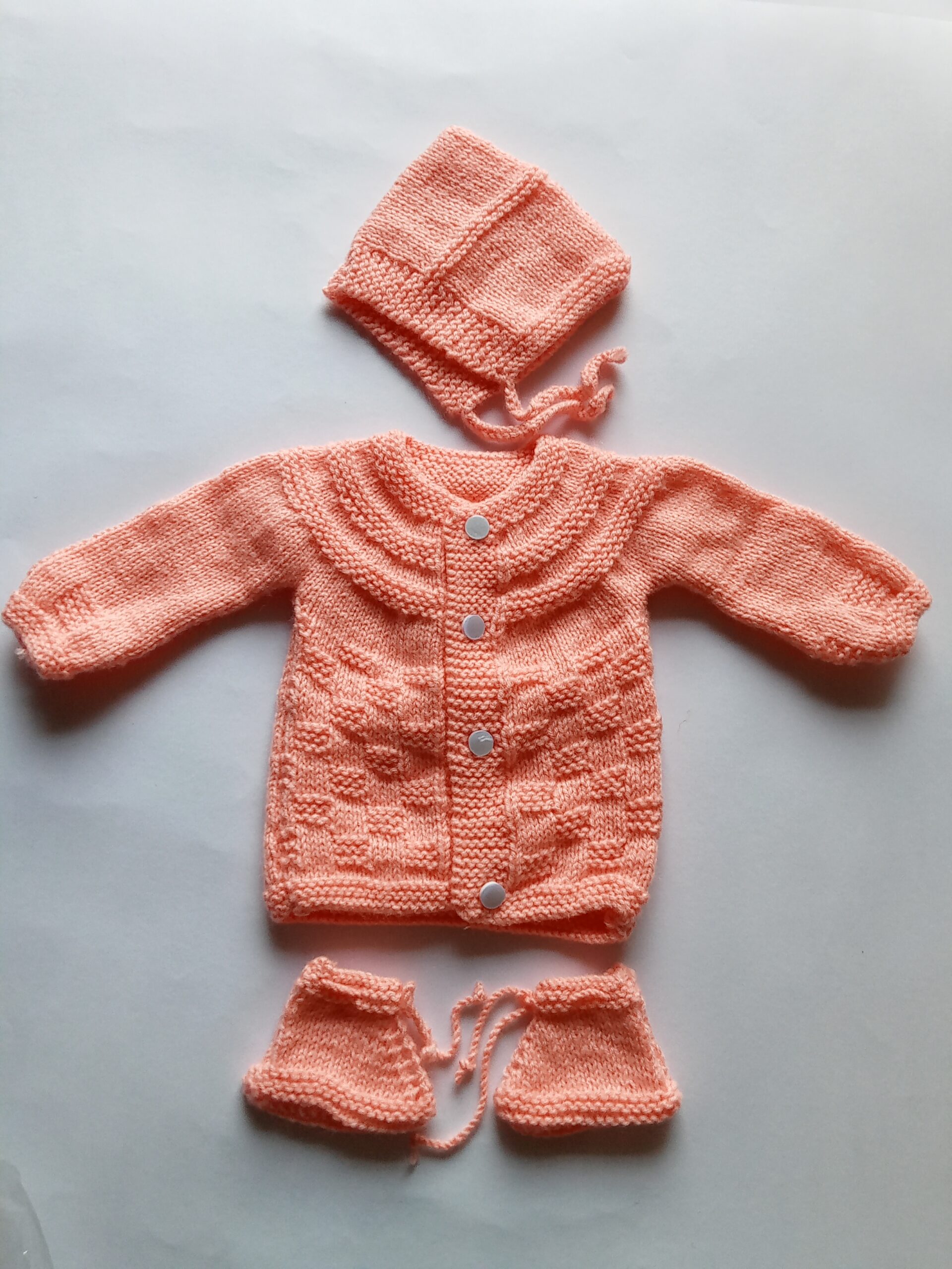 Baby Girl And Boy Wollen Cardigan (Sweater) With Cap Ans Socks