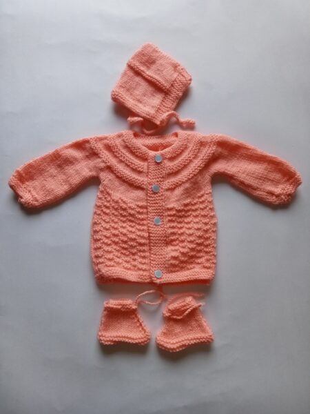 Baby Girl And Boy Wollen Cardigan (Sweater) With Cap Ans Socks