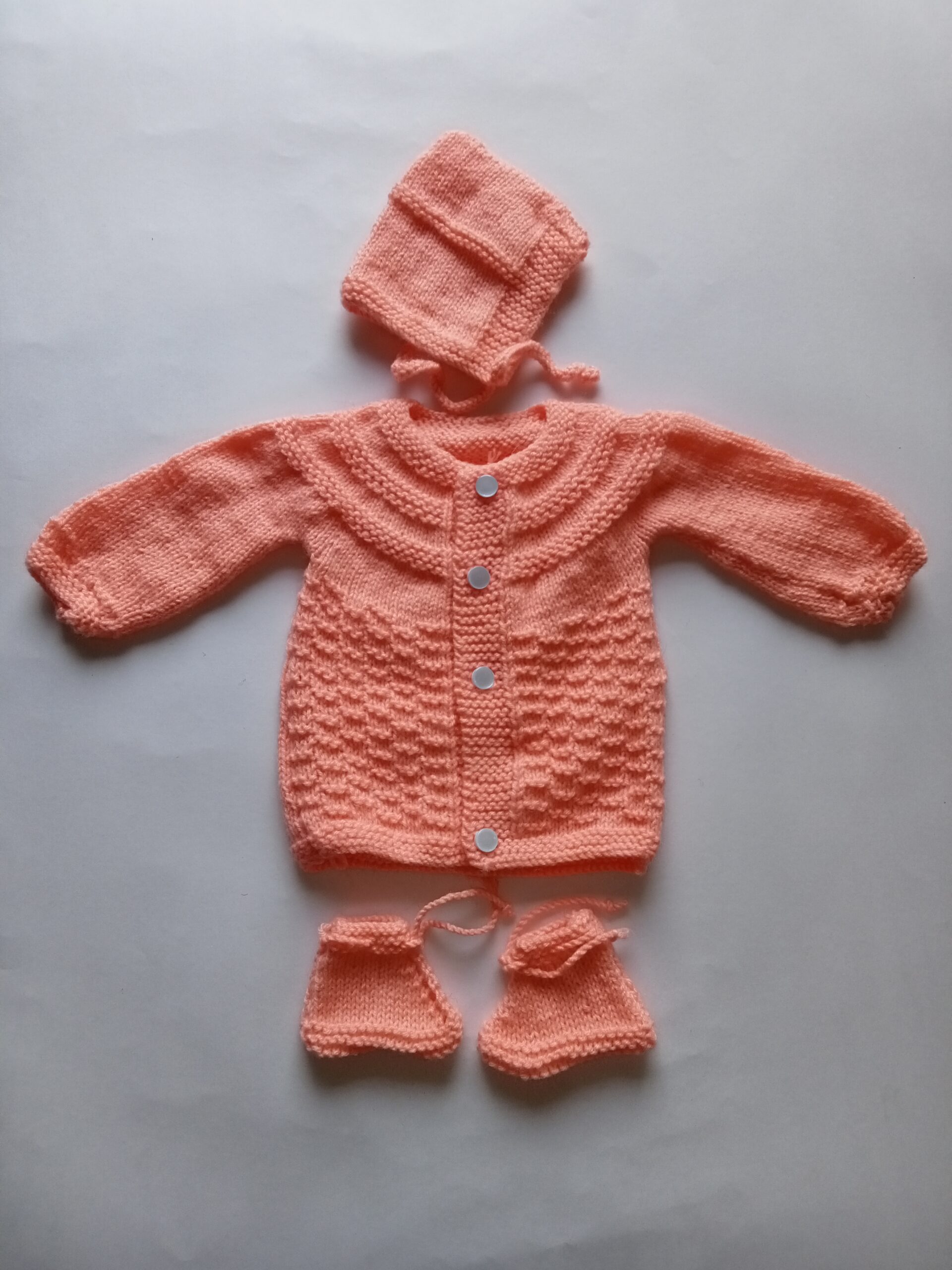 Baby Girl And Boy Wollen Cardigan (Sweater) With Cap Ans Socks