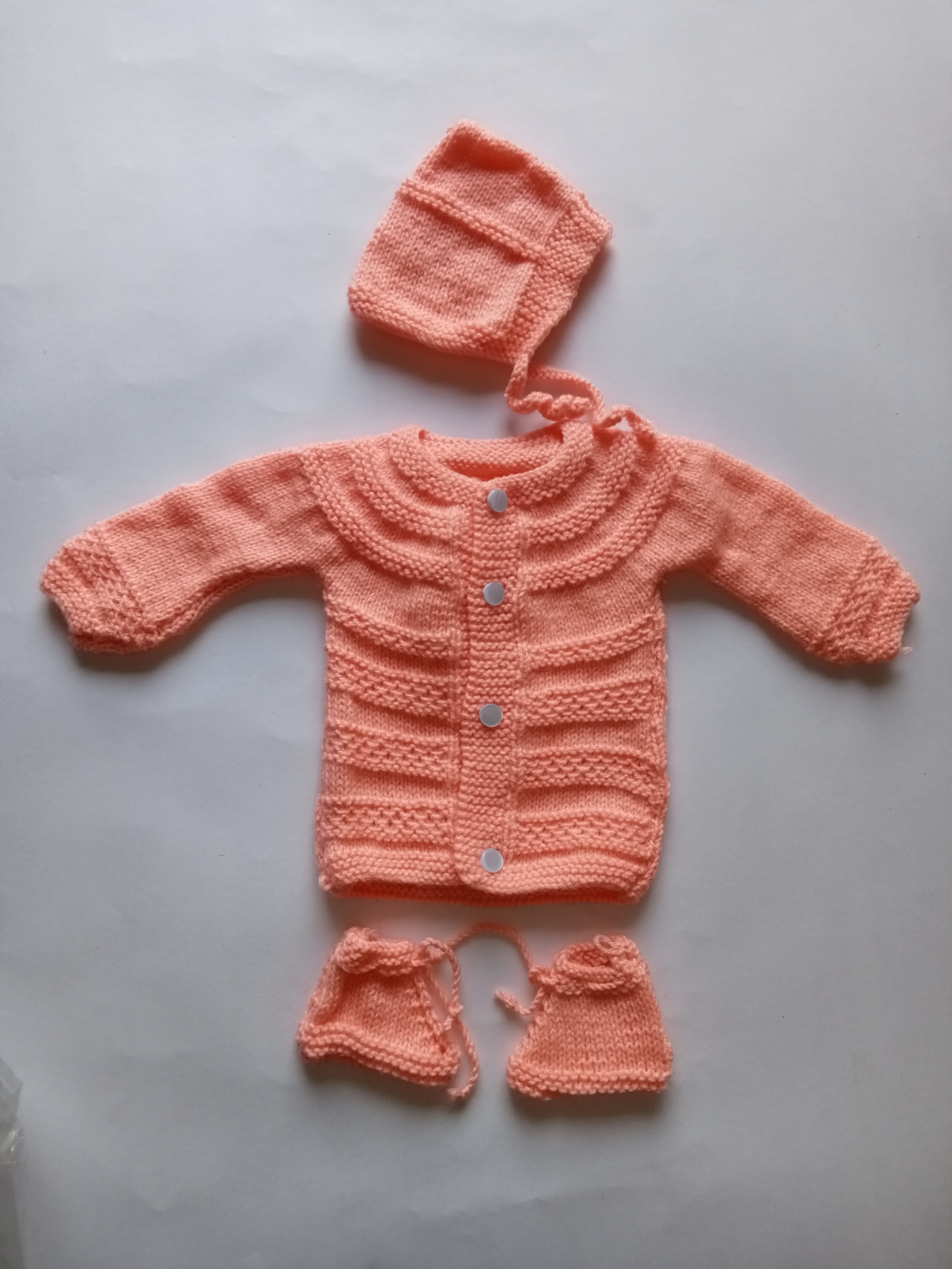 Baby Girl And Boy Wollen Cardigan (Sweater) With Cap Ans Socks