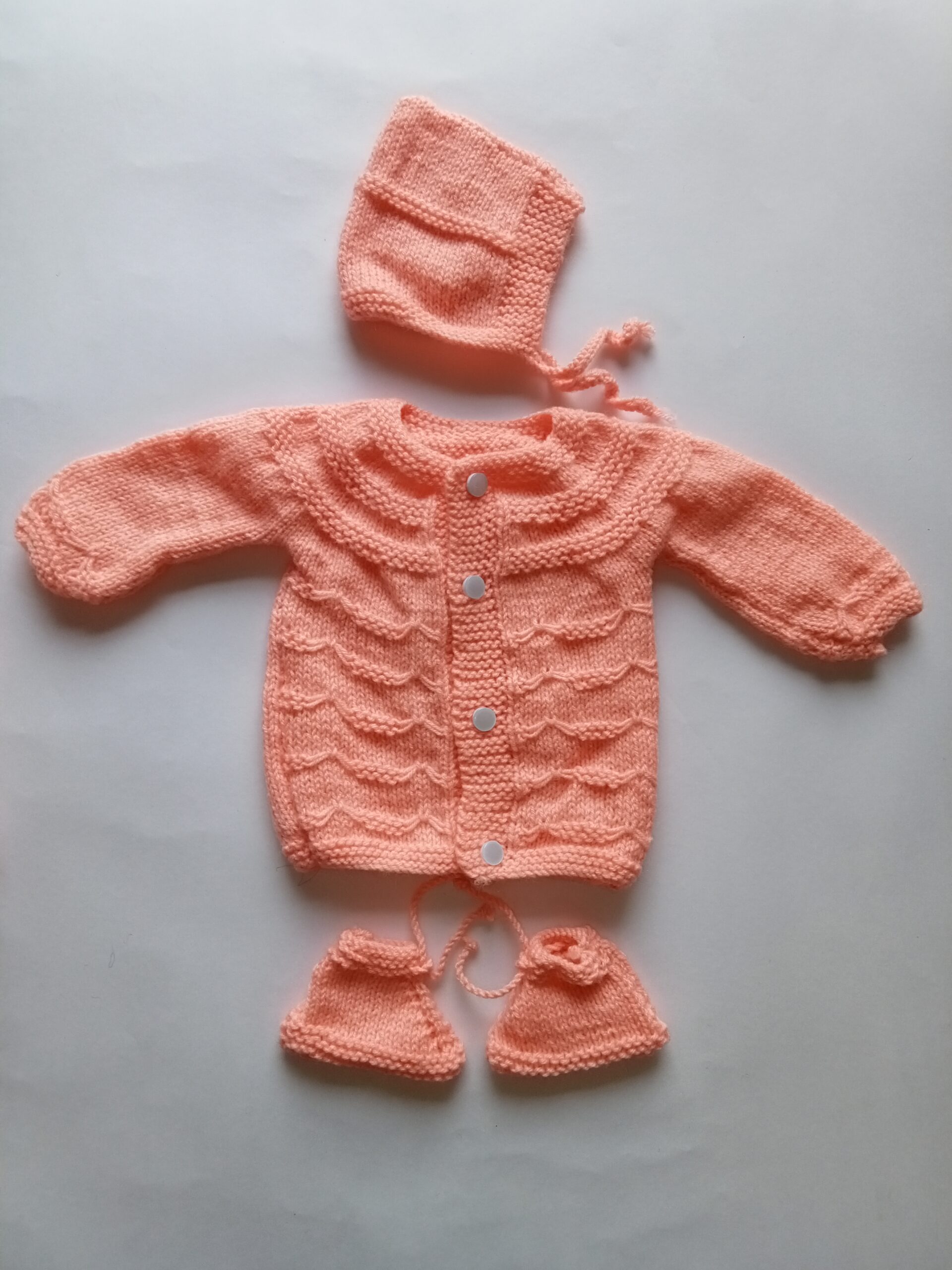 Baby Girl And Boy Wollen Cardigan (Sweater) With Cap Ans Socks