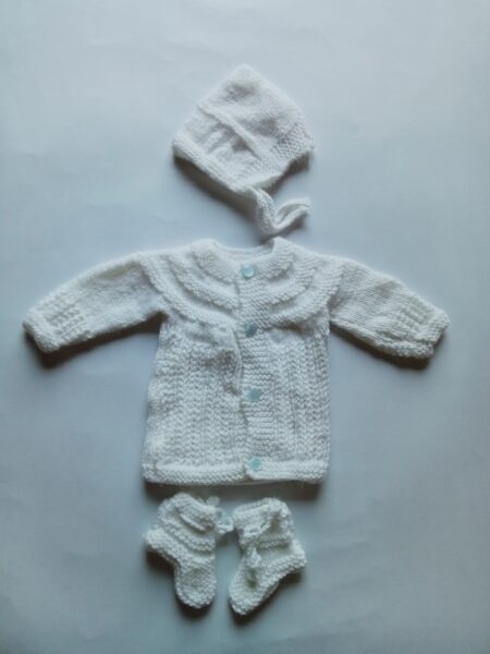 Baby Girl And Boy Wollen Cardigan (Sweater) With Cap Ans Socks
