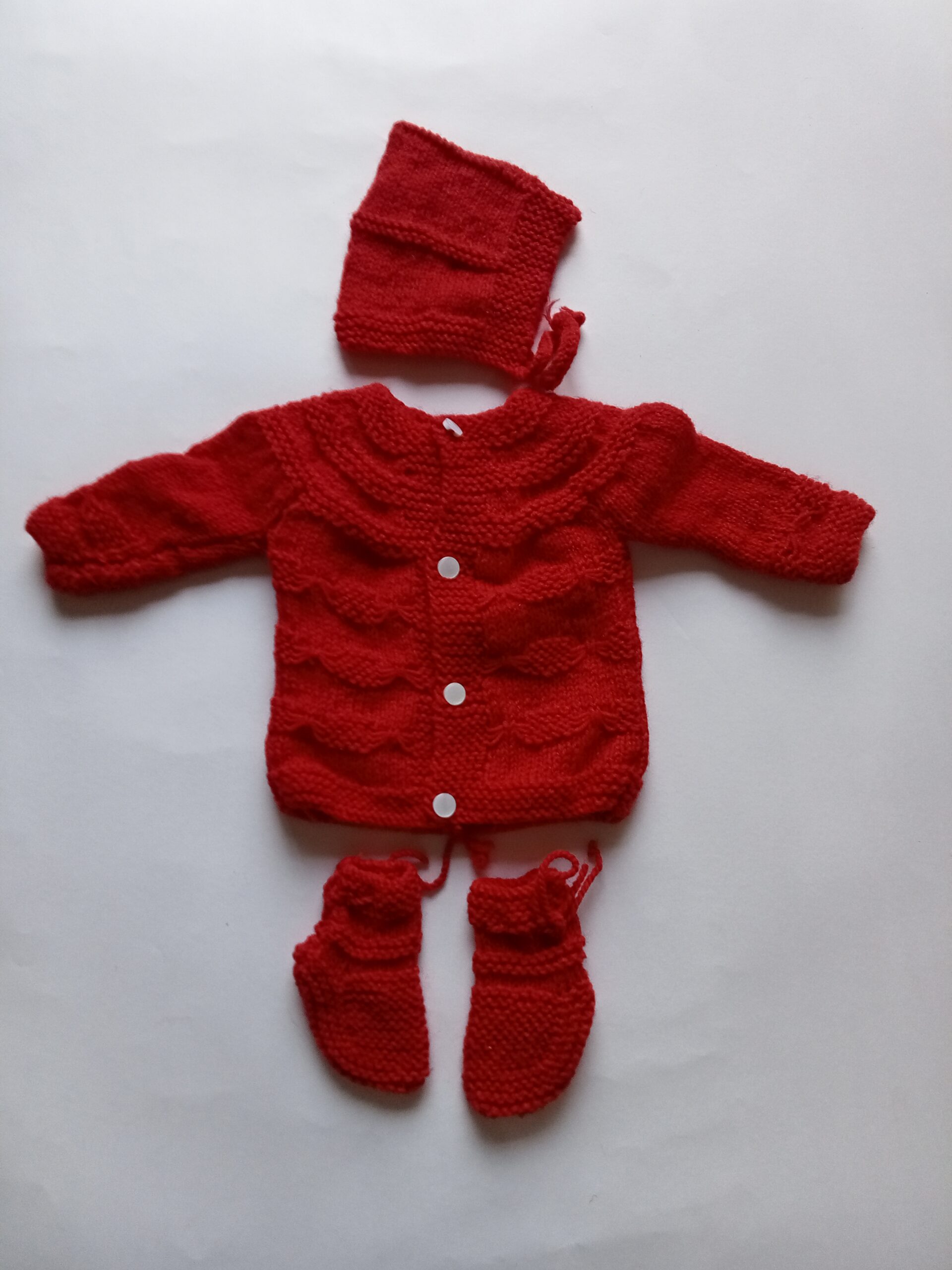 Baby Girl And Boy Wollen Cardigan (Sweater) With Cap Ans Socks