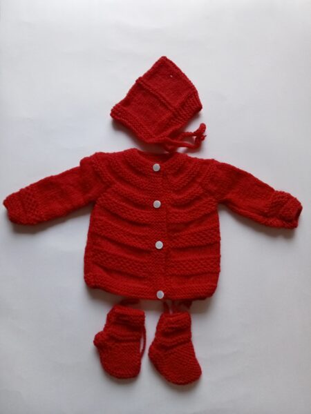Baby Girl And Boy Wollen Cardigan (Sweater) With Cap Ans Socks