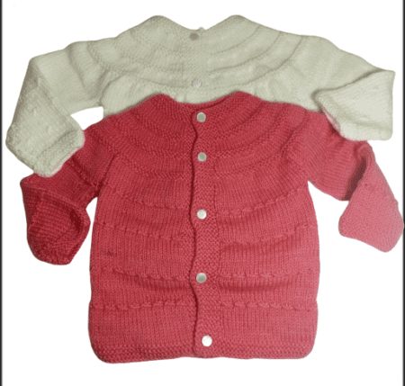 Baby Girl And Boy Wollen Cardigan (Sweater) With Cap Ans Socks