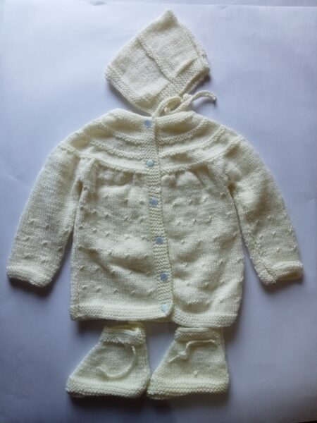 Baby Girl And Boy Wollen Cardigan (Sweater) With Cap Ans Socks