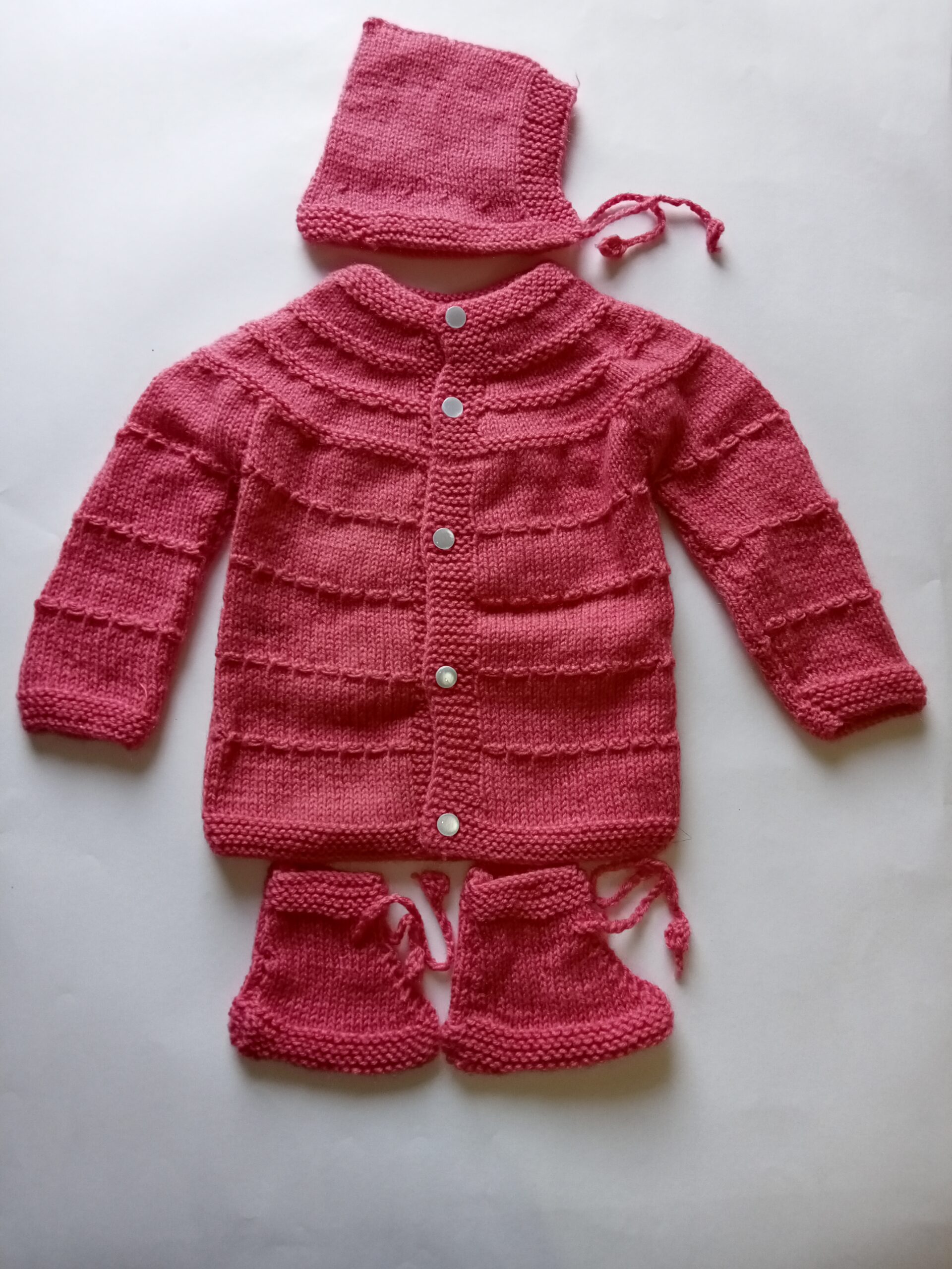Baby Girl And Boy Wollen Cardigan (Sweater) With Cap Ans Socks