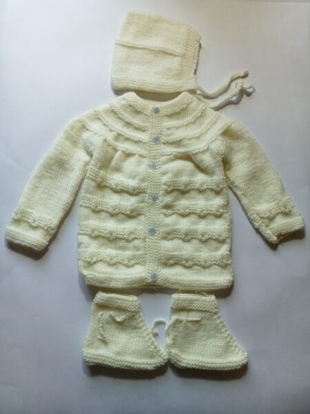 Baby Girl And Boy Wollen Cardigan (Sweater) With Cap Ans Socks