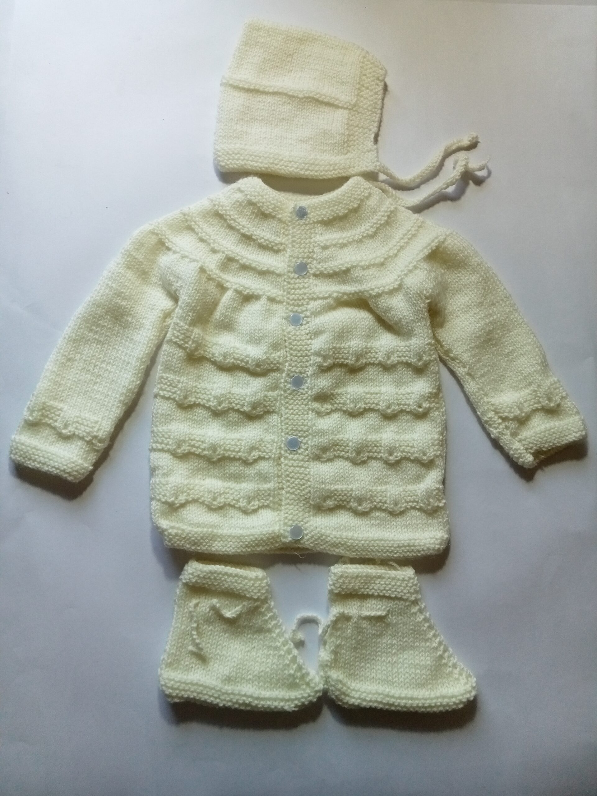 Baby Girl And Boy Wollen Cardigan (Sweater) With Cap Ans Socks