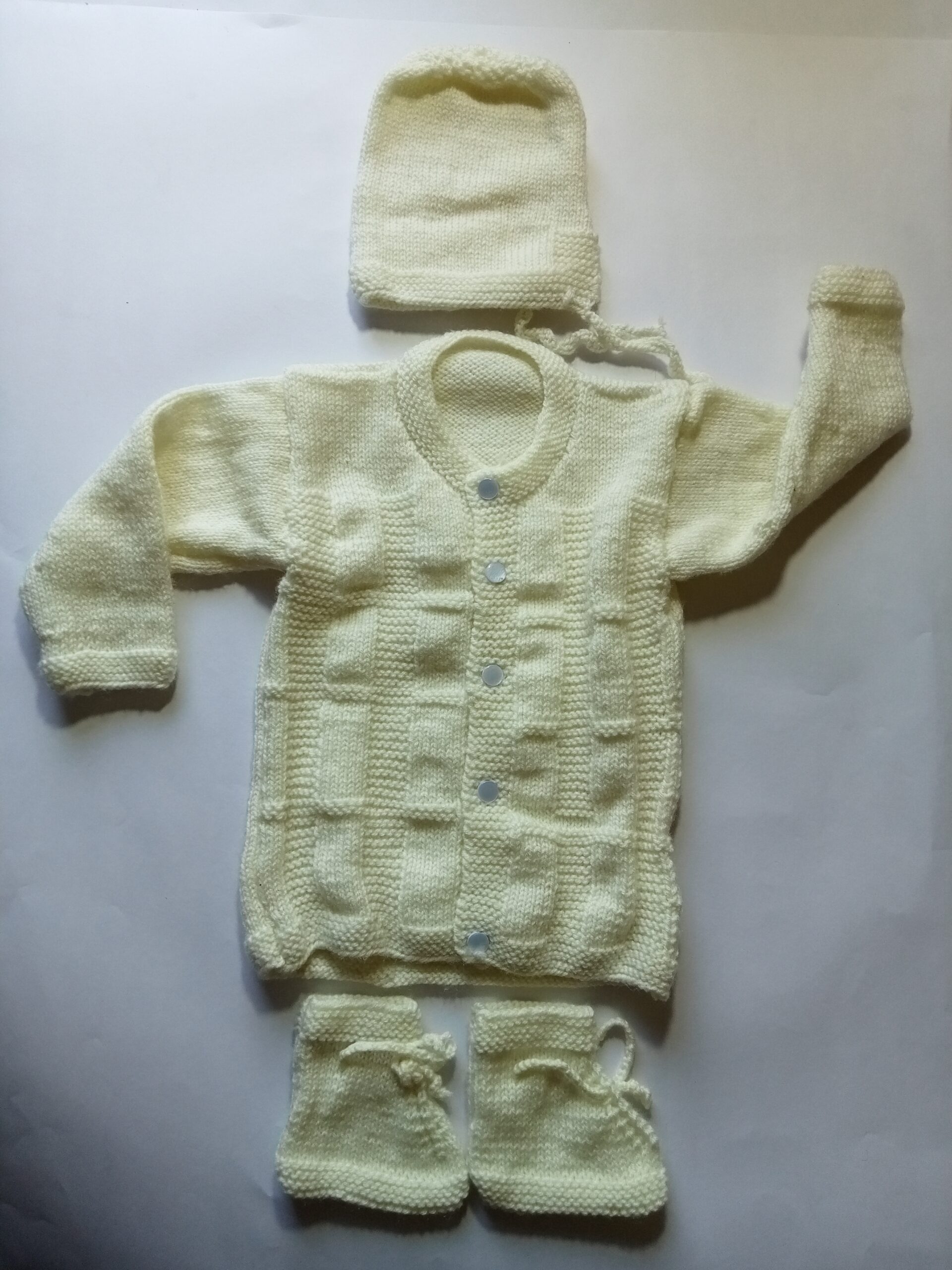 Baby Girl And Boy Wollen Cardigan (Sweater) With Cap Ans Socks