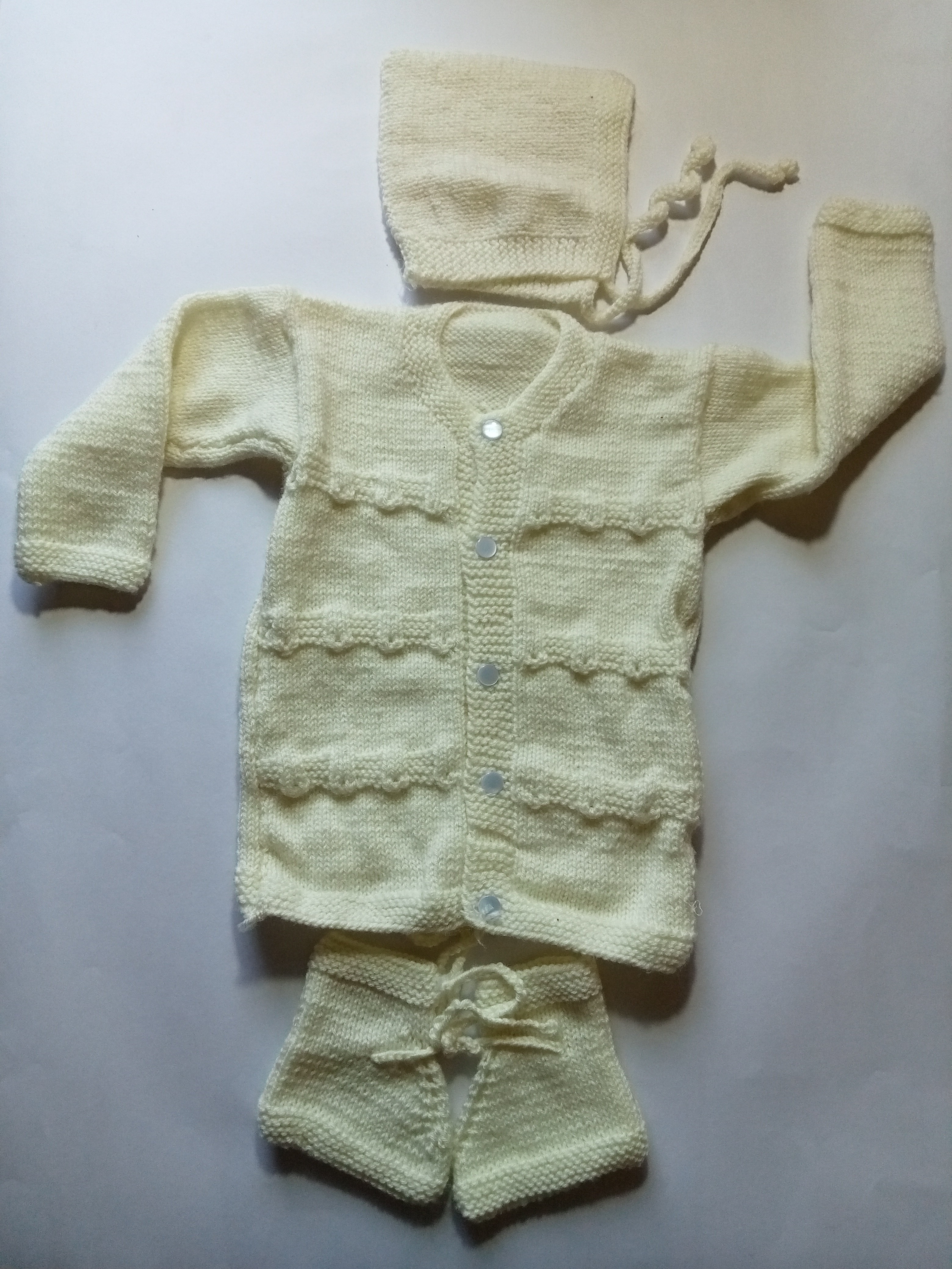 Baby Girl And Boy Wollen Cardigan (Sweater) With Cap Ans Socks
