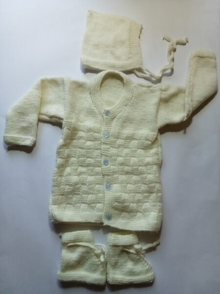 Baby Girl And Boy Wollen Cardigan (Sweater) With Cap Ans Socks