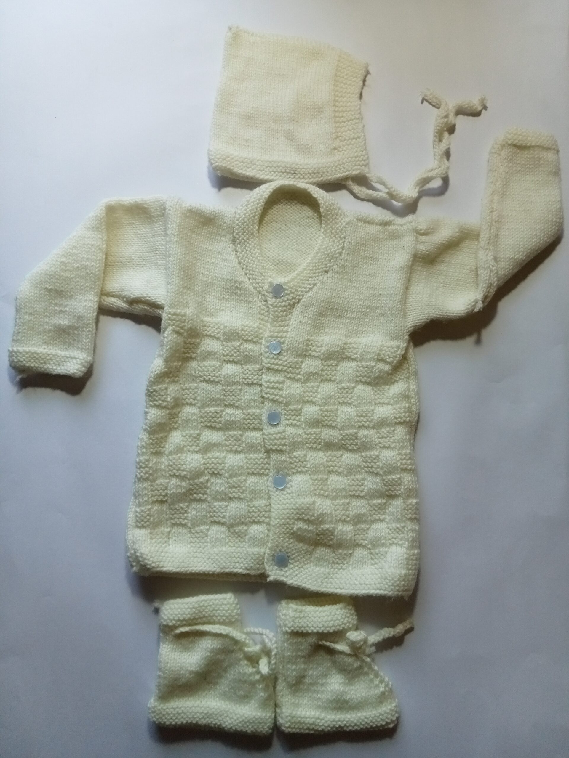 Baby Girl And Boy Wollen Cardigan (Sweater) With Cap Ans Socks
