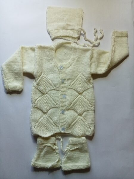 Baby Girl And Boy Wollen Cardigan (Sweater) With Cap Ans Socks