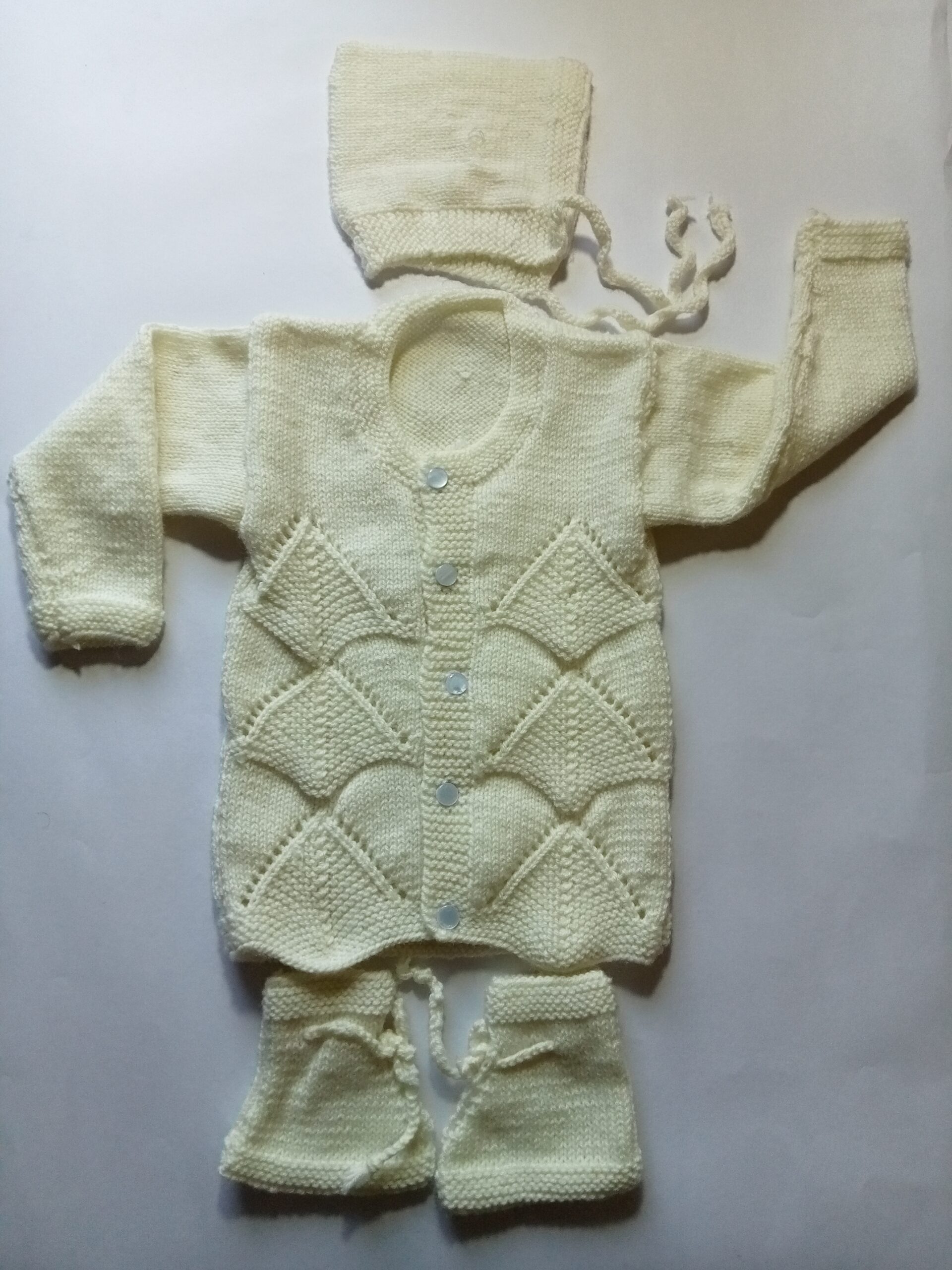 Baby Girl And Boy Wollen Cardigan (Sweater) With Cap Ans Socks