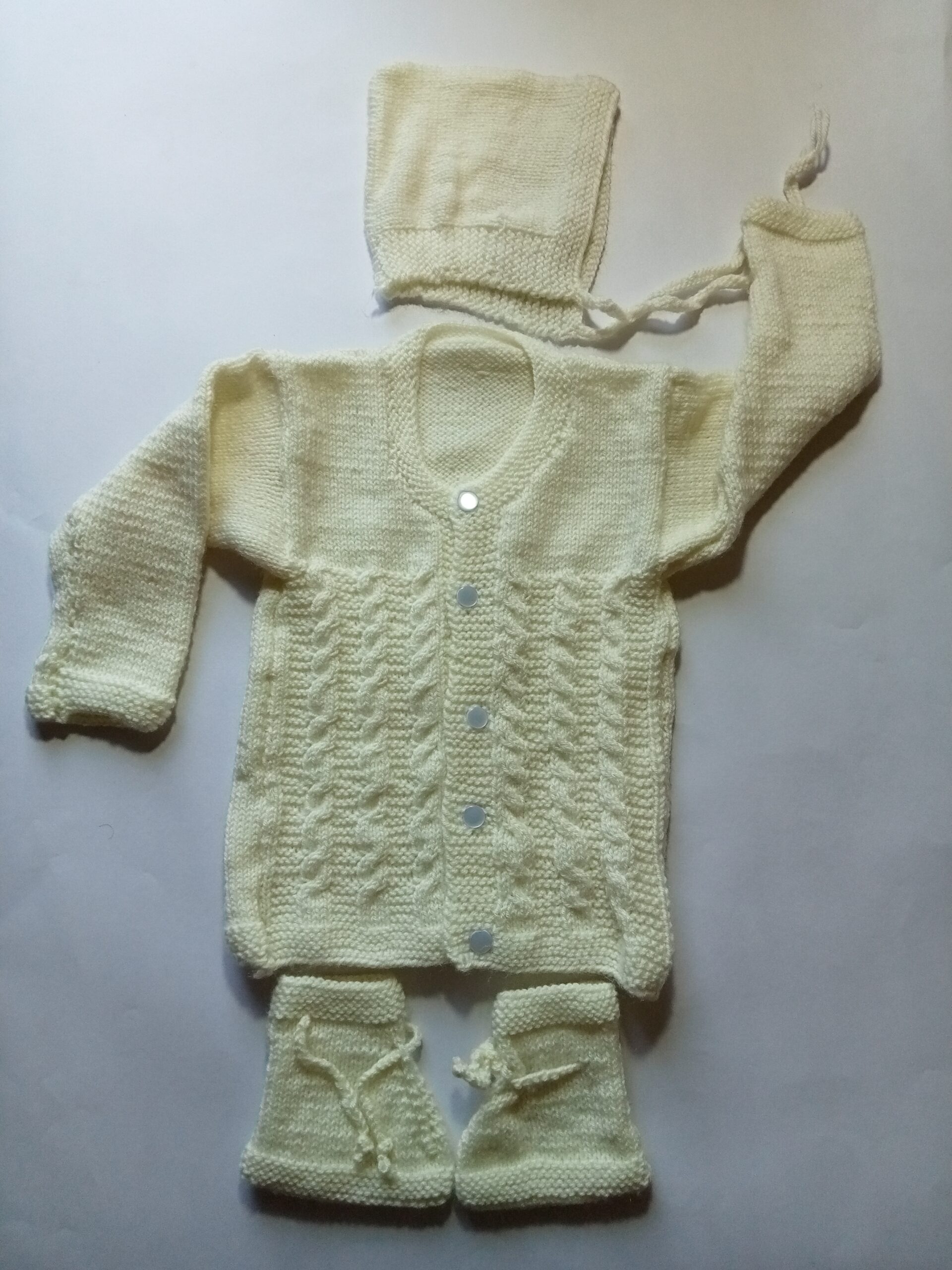 Baby Girl And Boy Wollen Cardigan (Sweater) With Cap Ans Socks