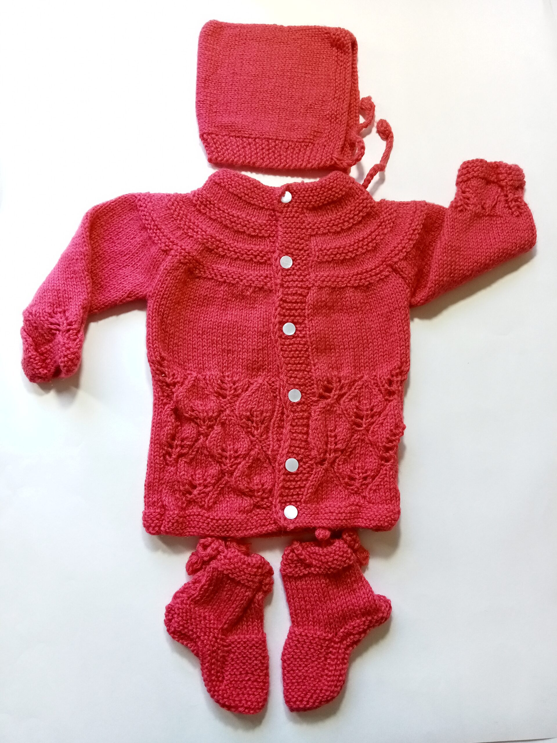Baby Girl And Boy Wollen Cardigan (Sweater) With Cap Ans Socks
