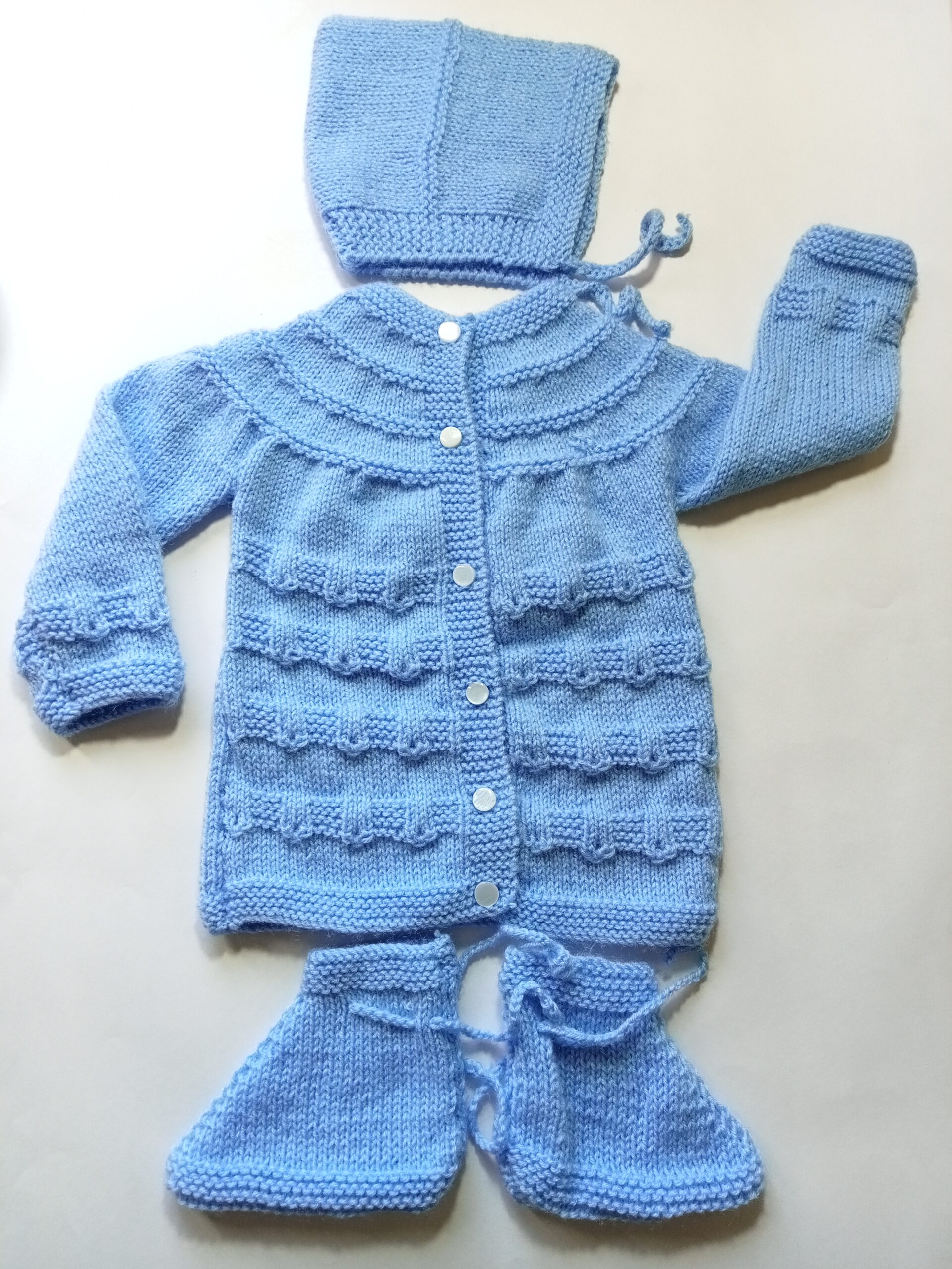 Baby Girl And Boy Wollen Cardigan (Sweater) With Cap Ans Socks