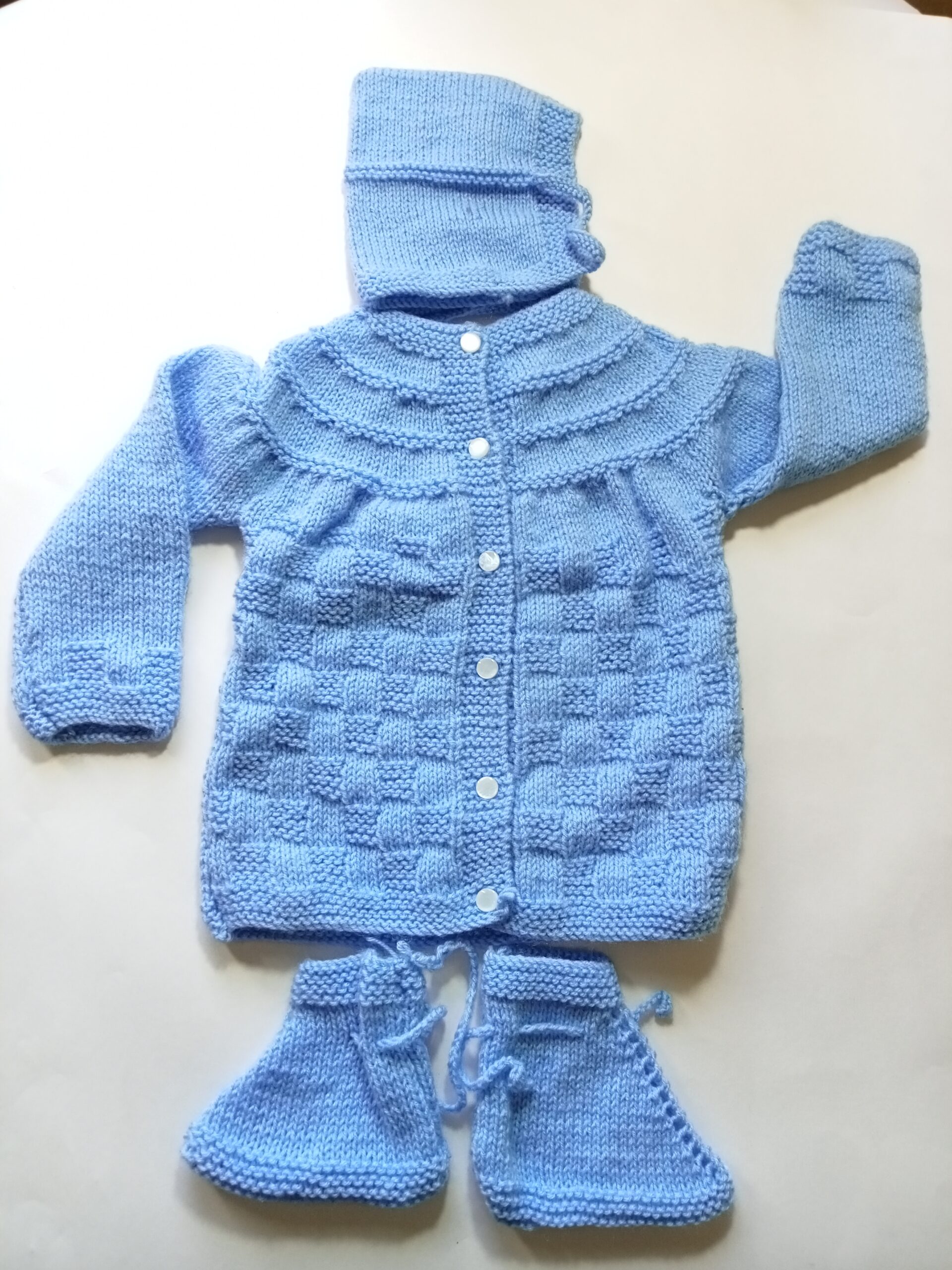 Baby Girl And Boy Wollen Cardigan (Sweater) With Cap Ans Socks