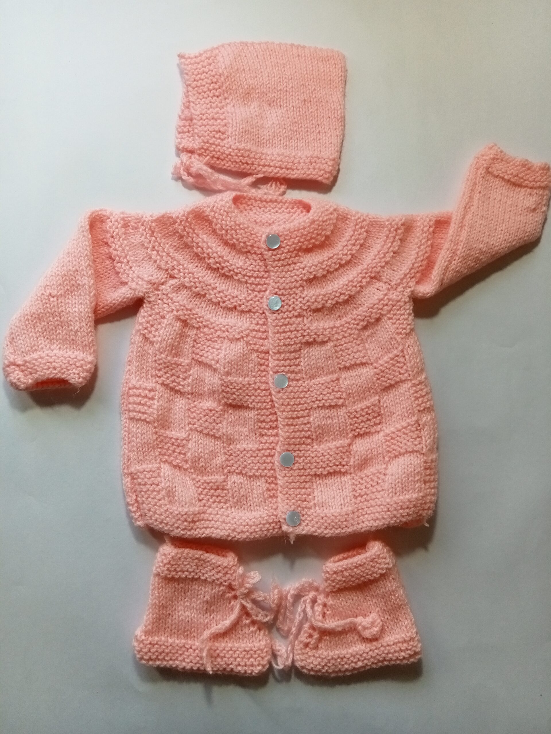 Baby Girl And Boy Wollen Cardigan (Sweater) With Cap Ans Socks