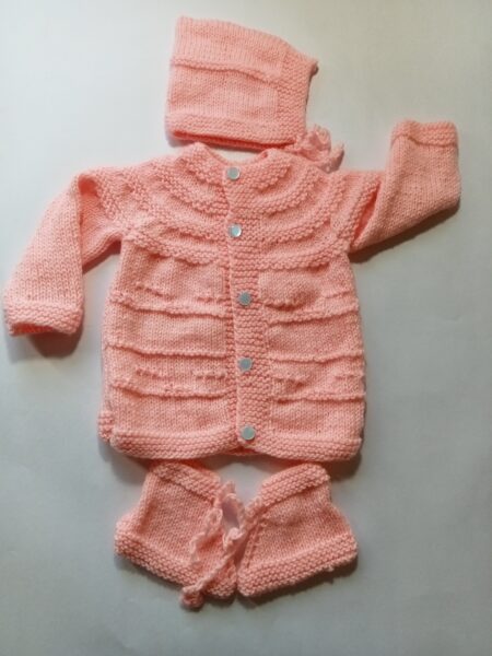 Baby Girl And Boy Wollen Cardigan (Sweater) With Cap Ans Socks